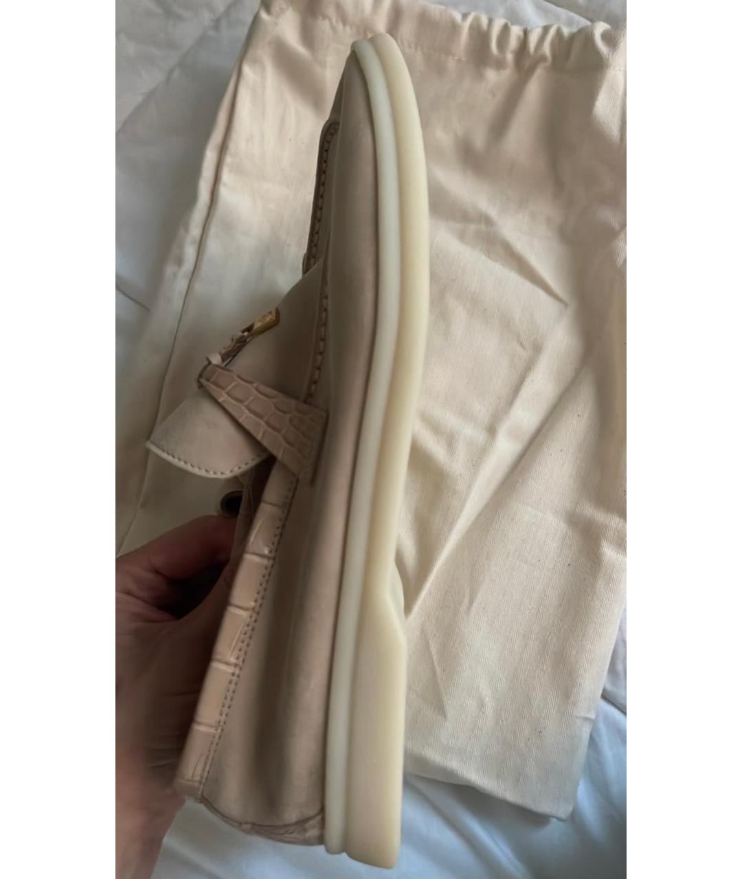 LORO PIANA Бежевые лоферы из экзотической кожи, фото 7