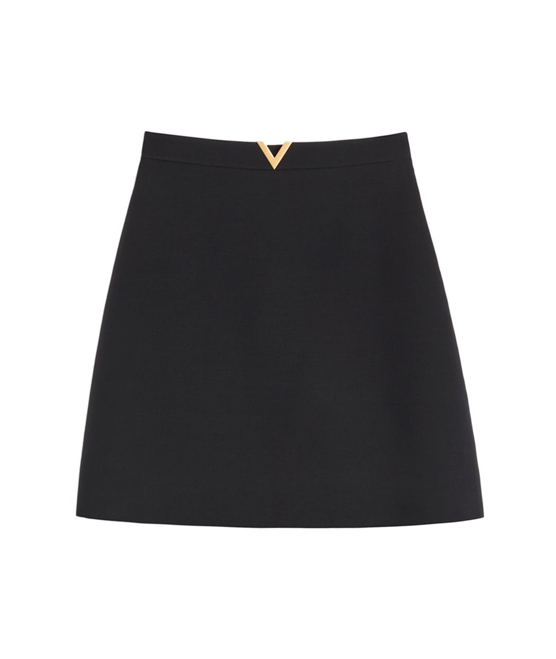 VALENTINO Черная шерстяная юбка мини, фото 1