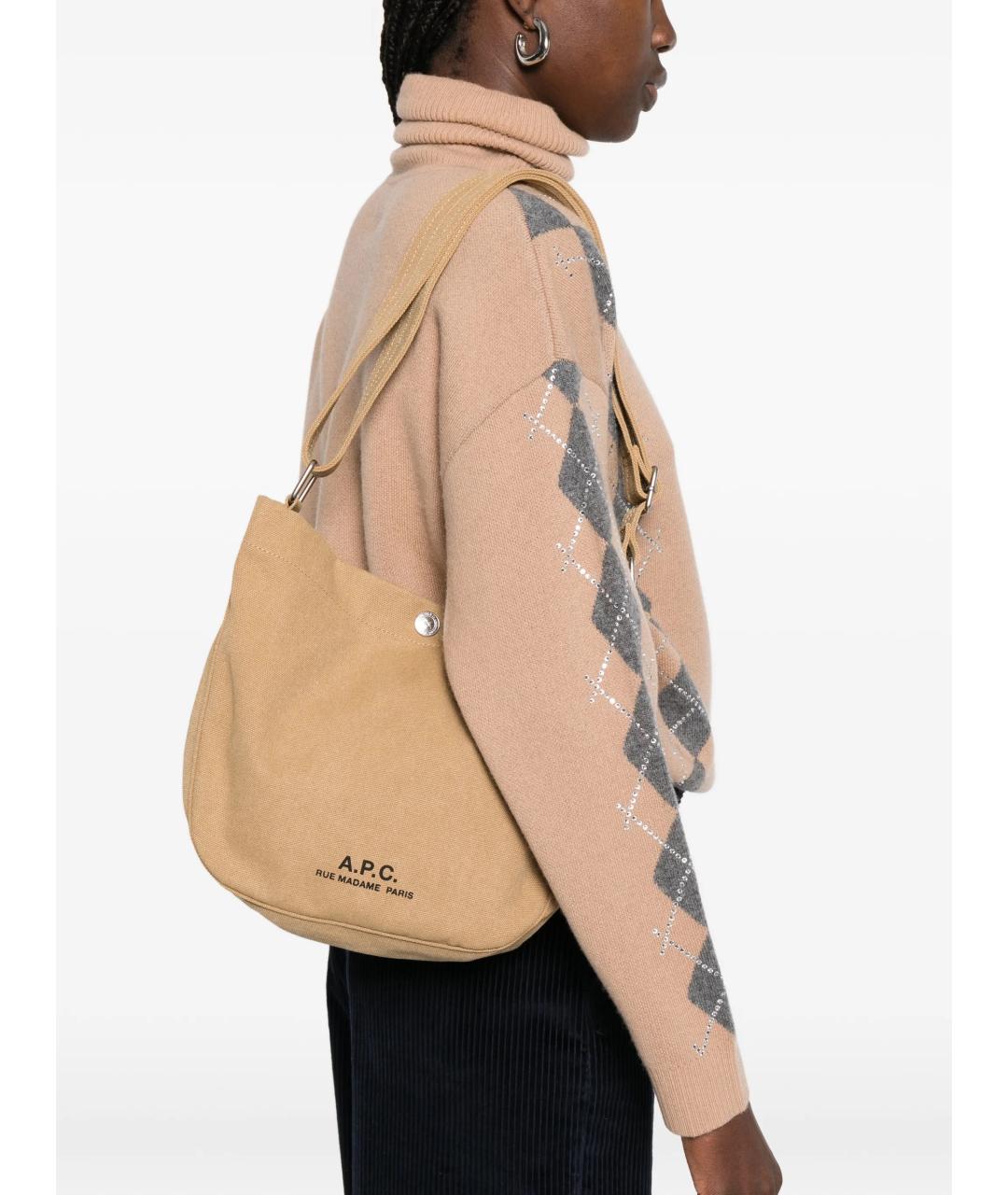 A.P.C. Бежевая синтетическая сумка через плечо, фото 2