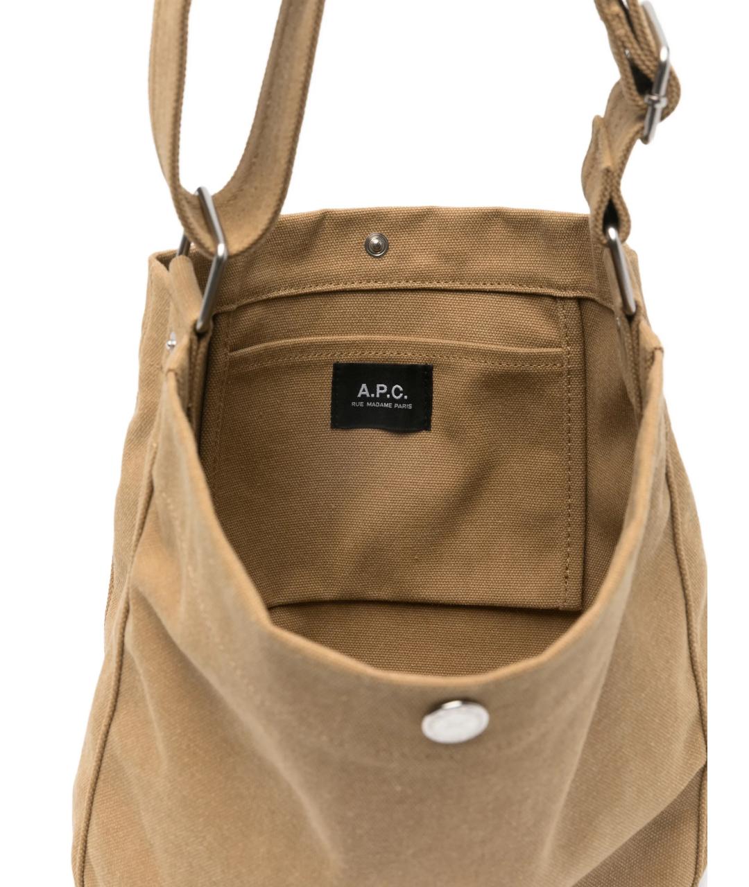 A.P.C. Бежевая синтетическая сумка через плечо, фото 5