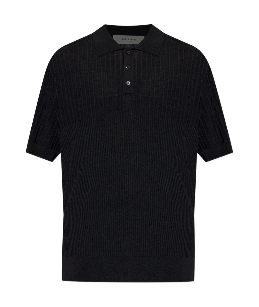 GOLDEN GOOSE DELUXE BRAND Черное вискозное поло с коротким рукавом, фото 1