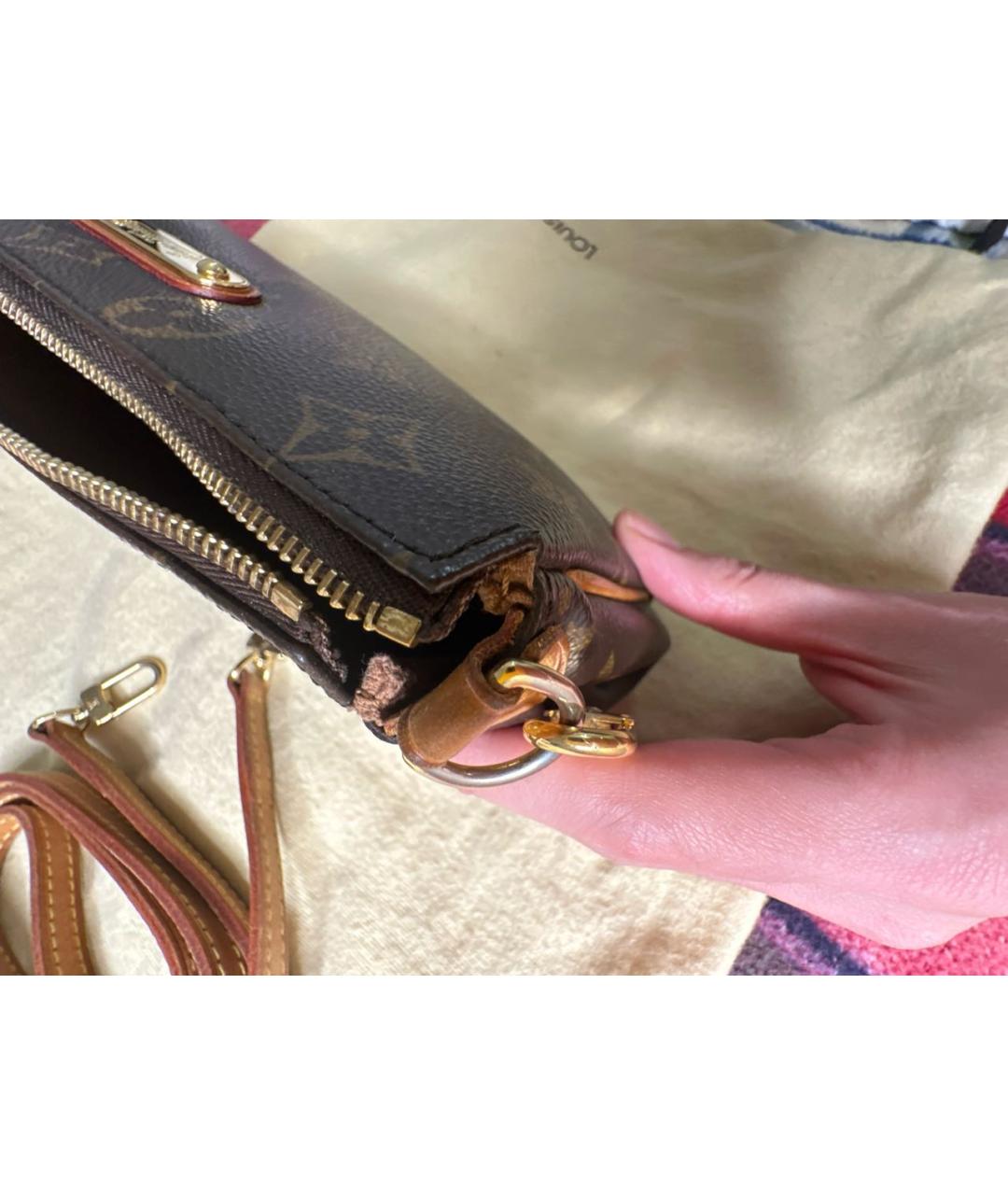 LOUIS VUITTON Коричневая сумка через плечо из искусственной кожи, фото 6