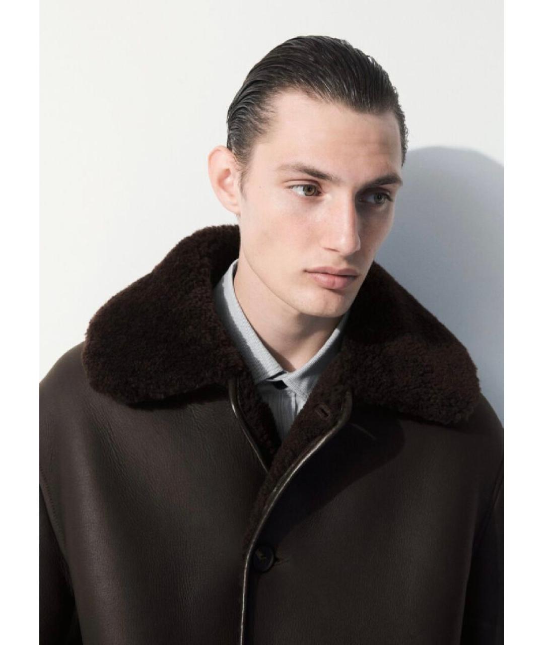 COS Коричневая кожаная куртка, фото 2