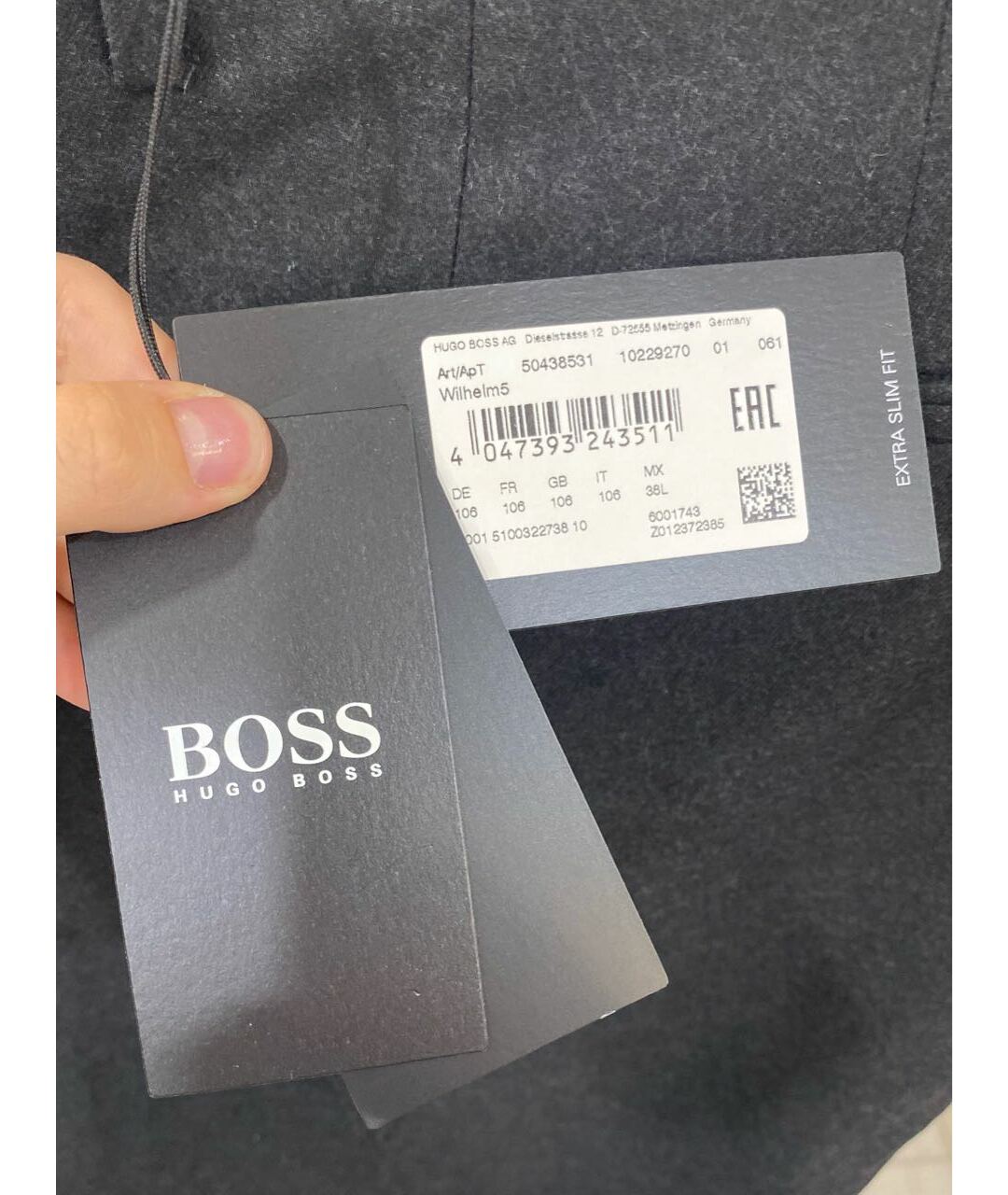 HUGO BOSS Антрацитовые шерстяные классические брюки, фото 4