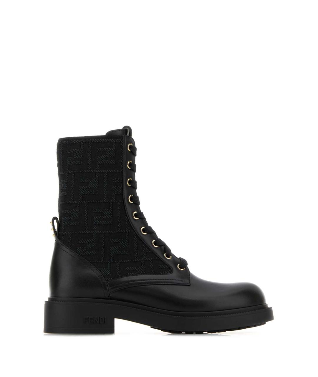 FENDI Черные кожаные ботинки, фото 1