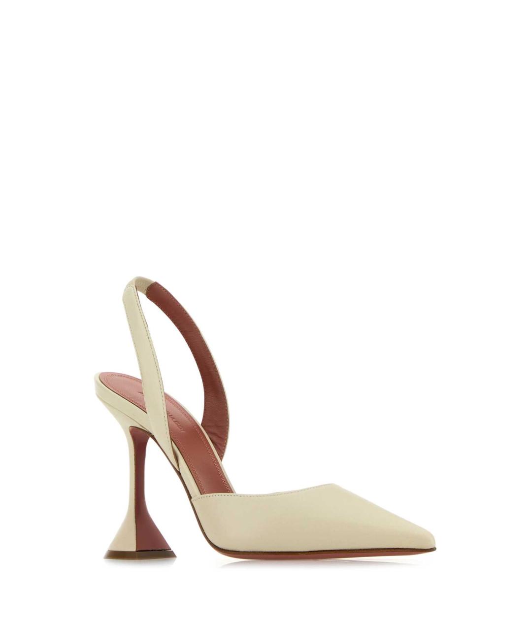 Amina Muaddi Бежевые кожаные туфли, фото 2