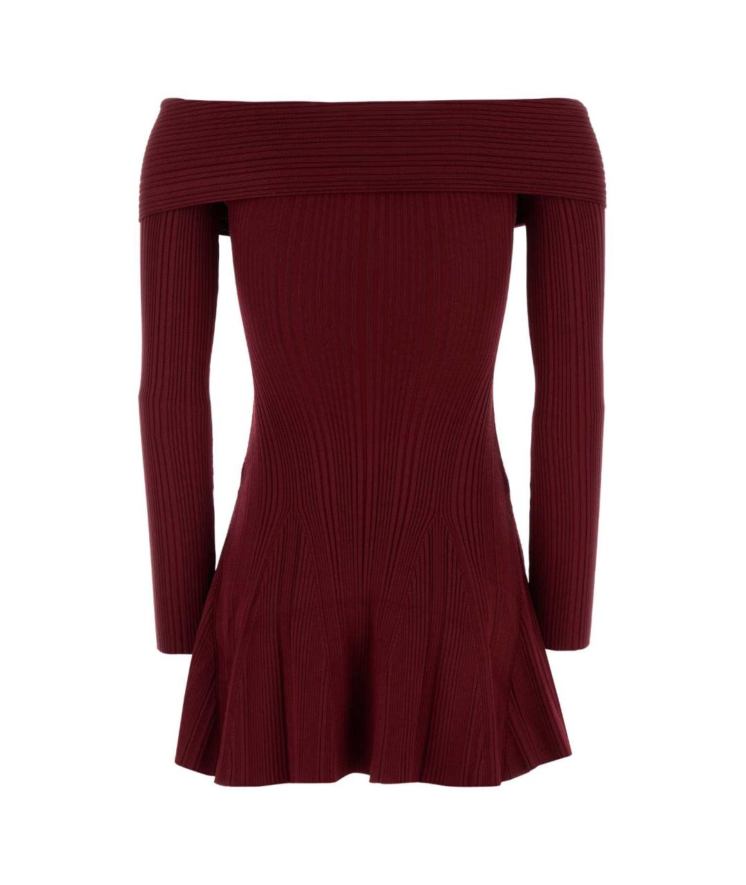 SELF-PORTRAIT Бордовое вискозное платье, фото 2