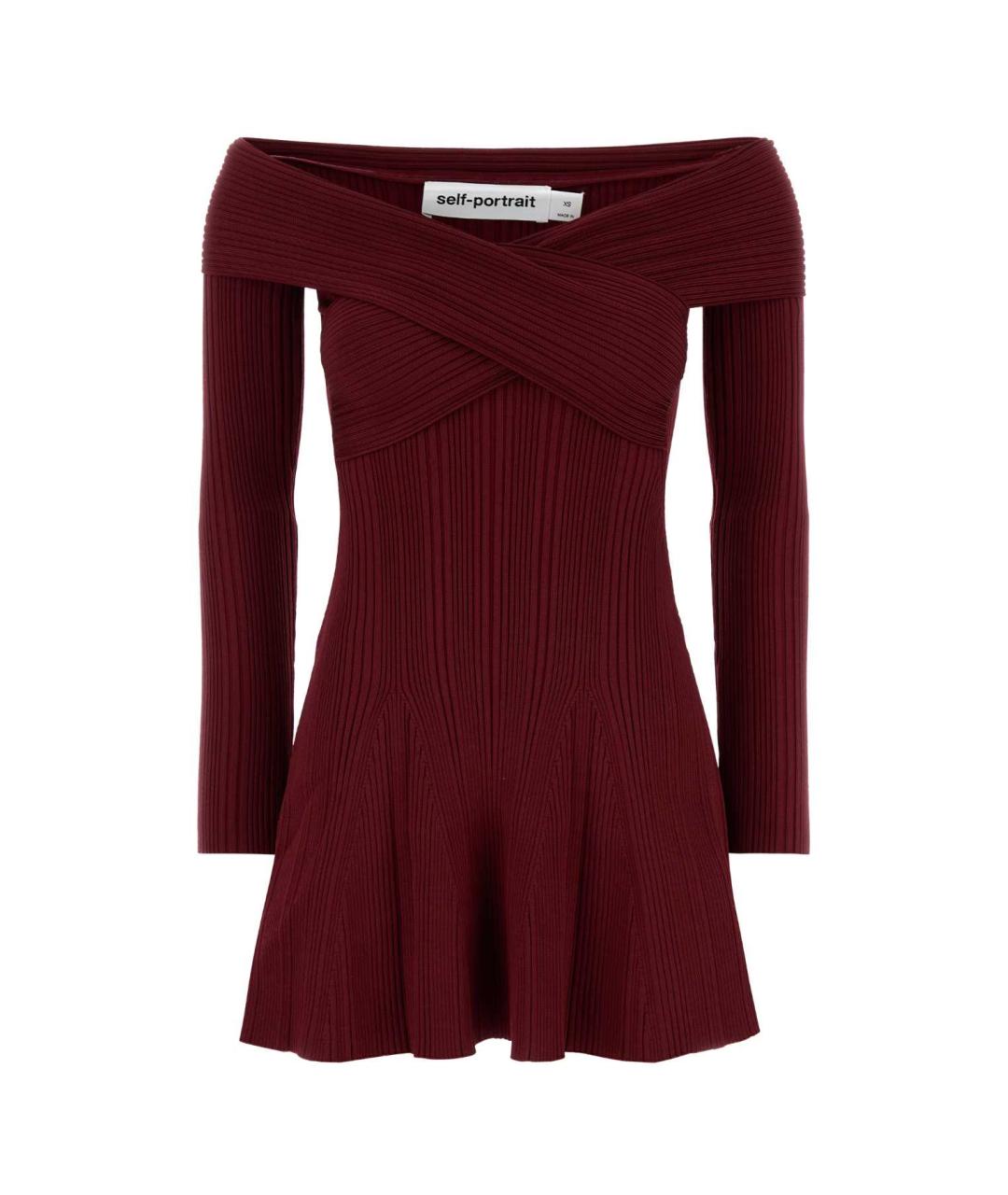 SELF-PORTRAIT Бордовое вискозное платье, фото 1