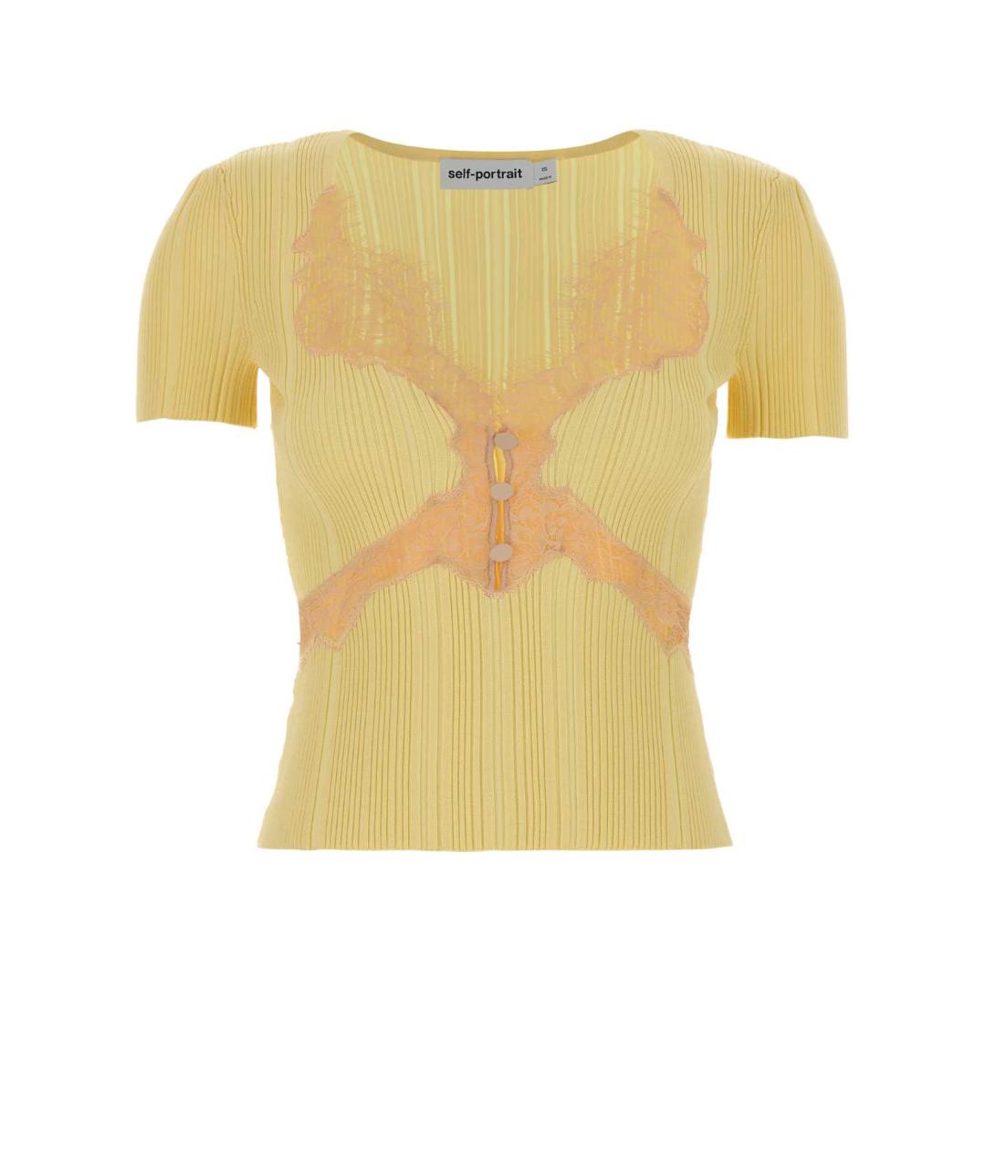 SELF-PORTRAIT Желтая вискозная футболка, фото 1