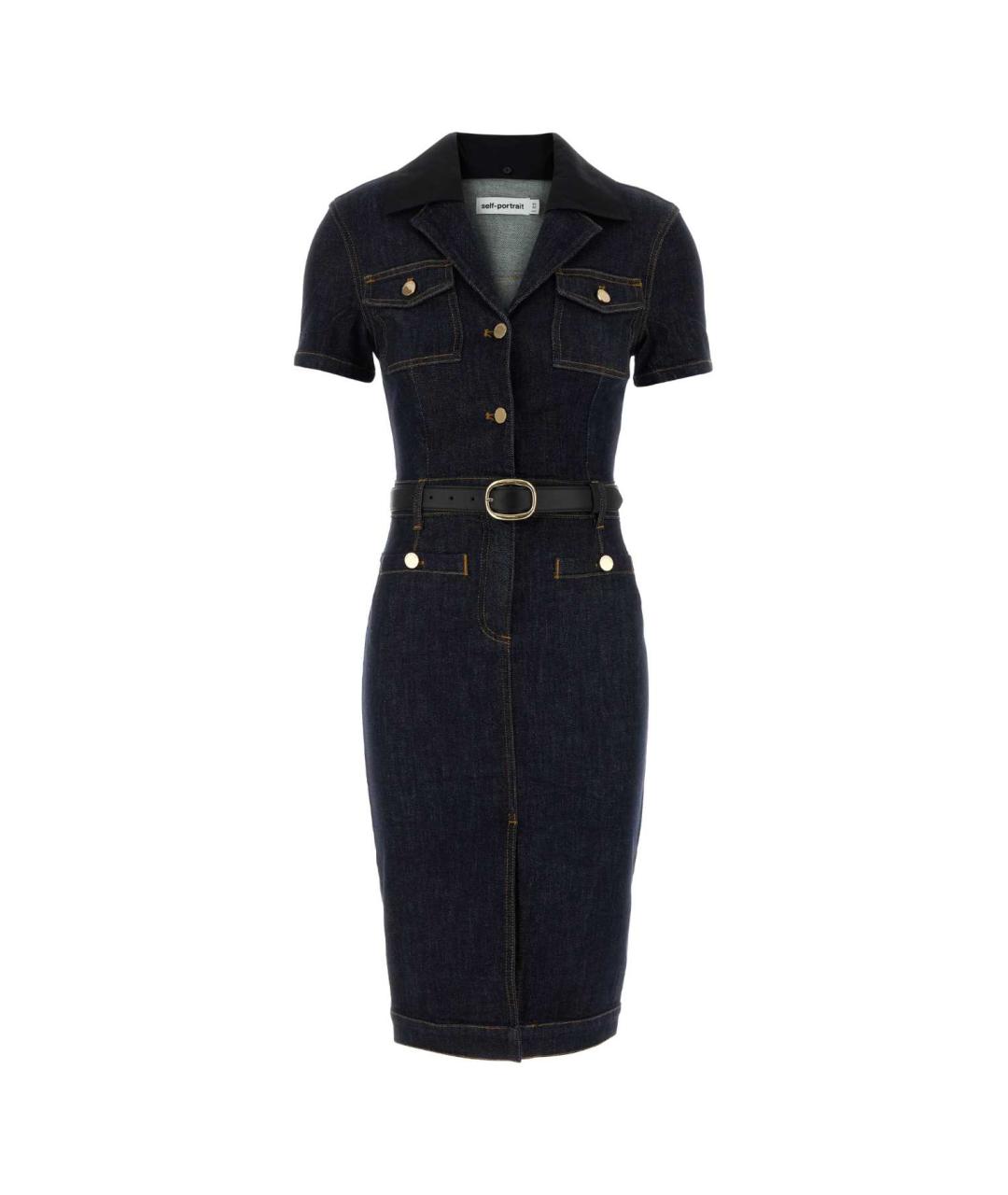 SELF-PORTRAIT Синее хлопковое повседневное платье, фото 1