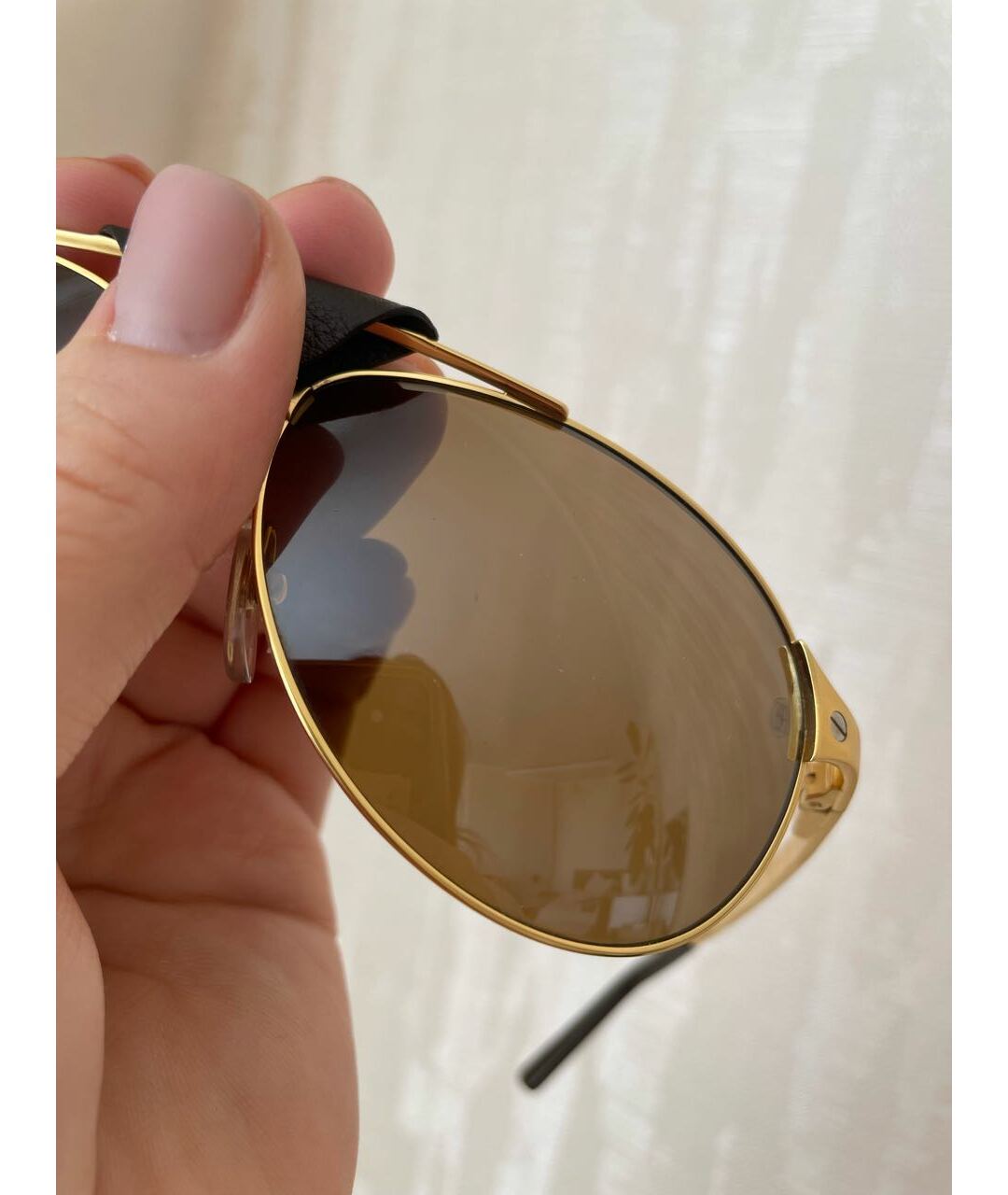 CARTIER Коричневые металлические солнцезащитные очки, фото 5