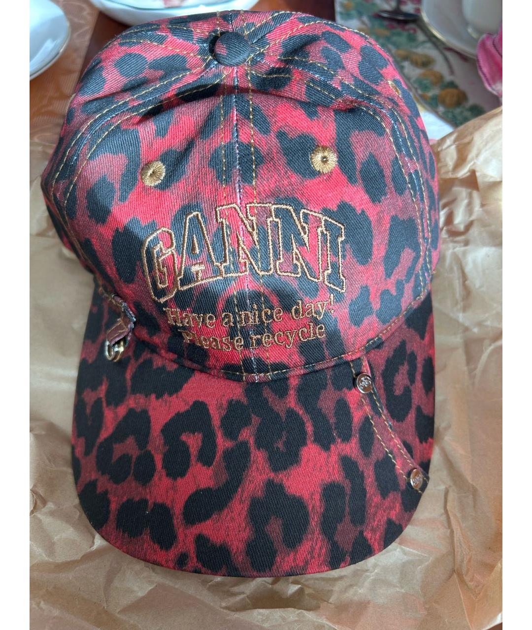 GANNI Красная хлопковая кепка, фото 3