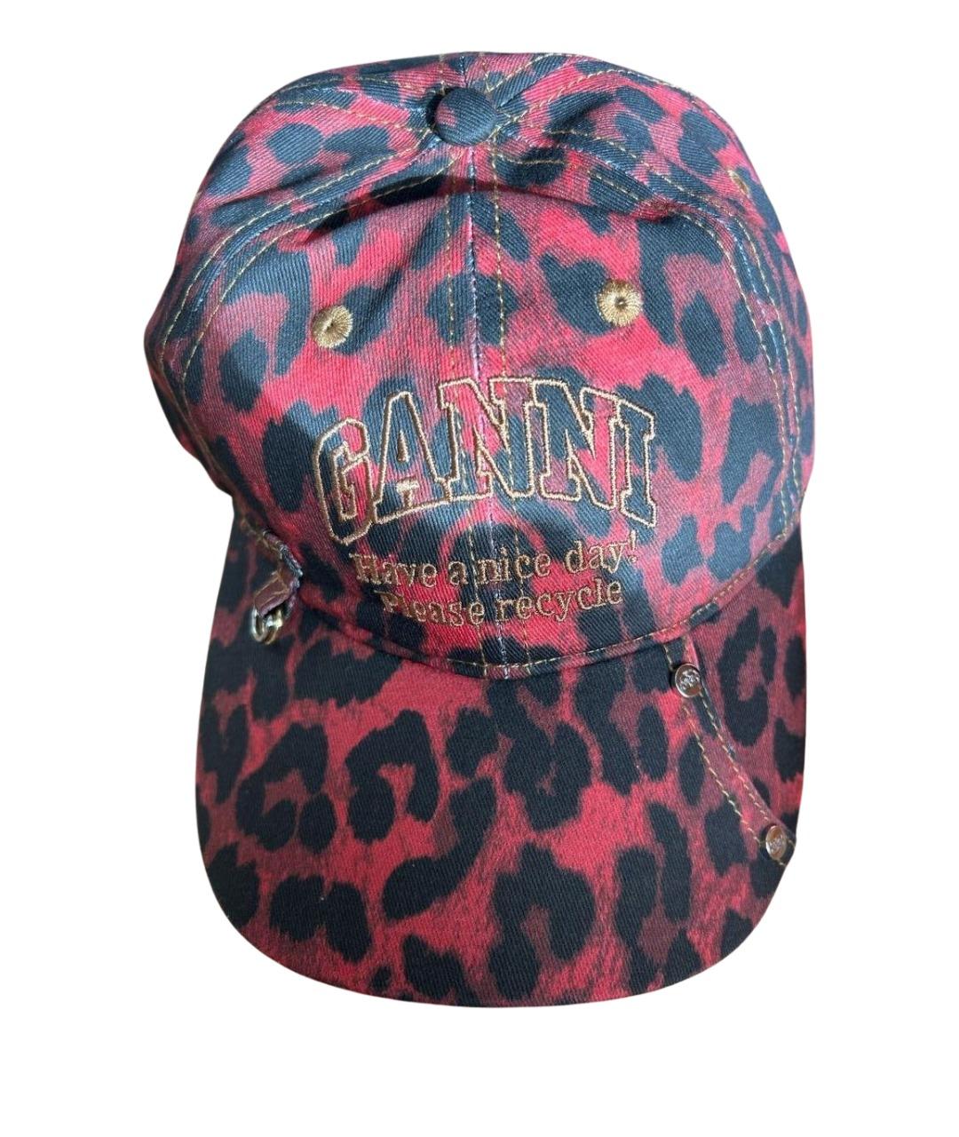 GANNI Красная хлопковая кепка, фото 1