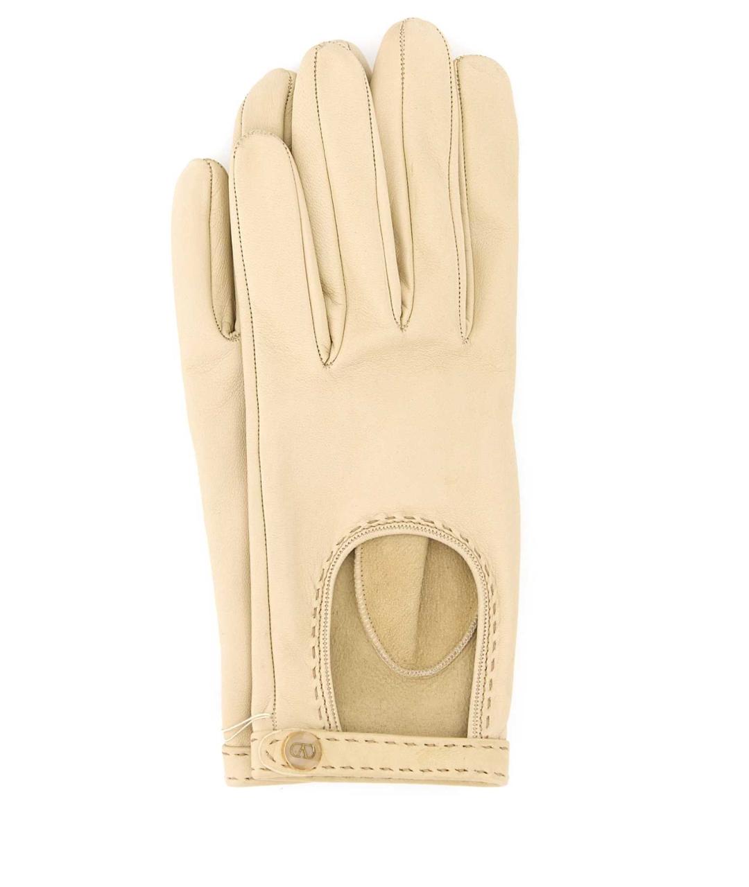 VALENTINO Белые кожаные перчатки, фото 1