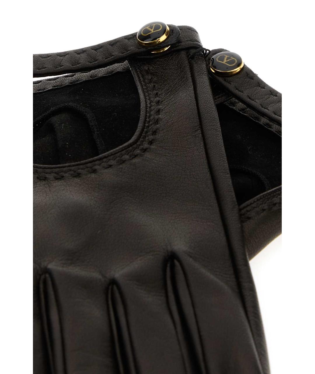 VALENTINO Черные кожаные перчатки, фото 2