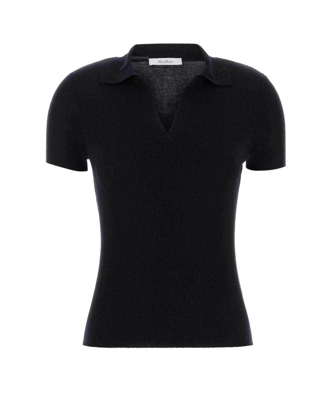 MAX MARA Темно-синяя шерстяная футболка, фото 1