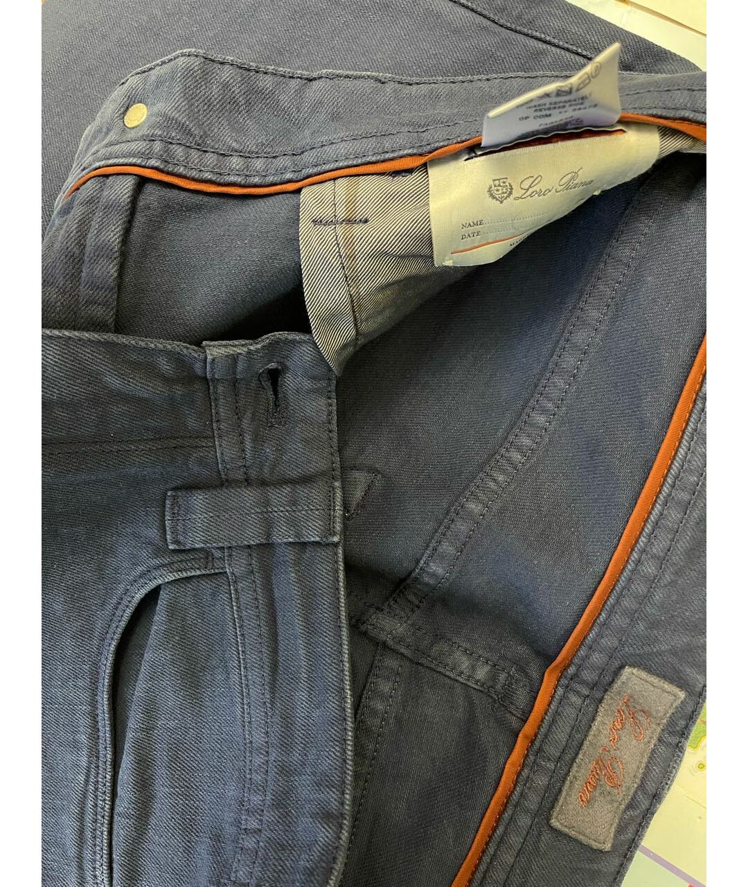 LORO PIANA Синие хлопковые прямые джинсы, фото 4