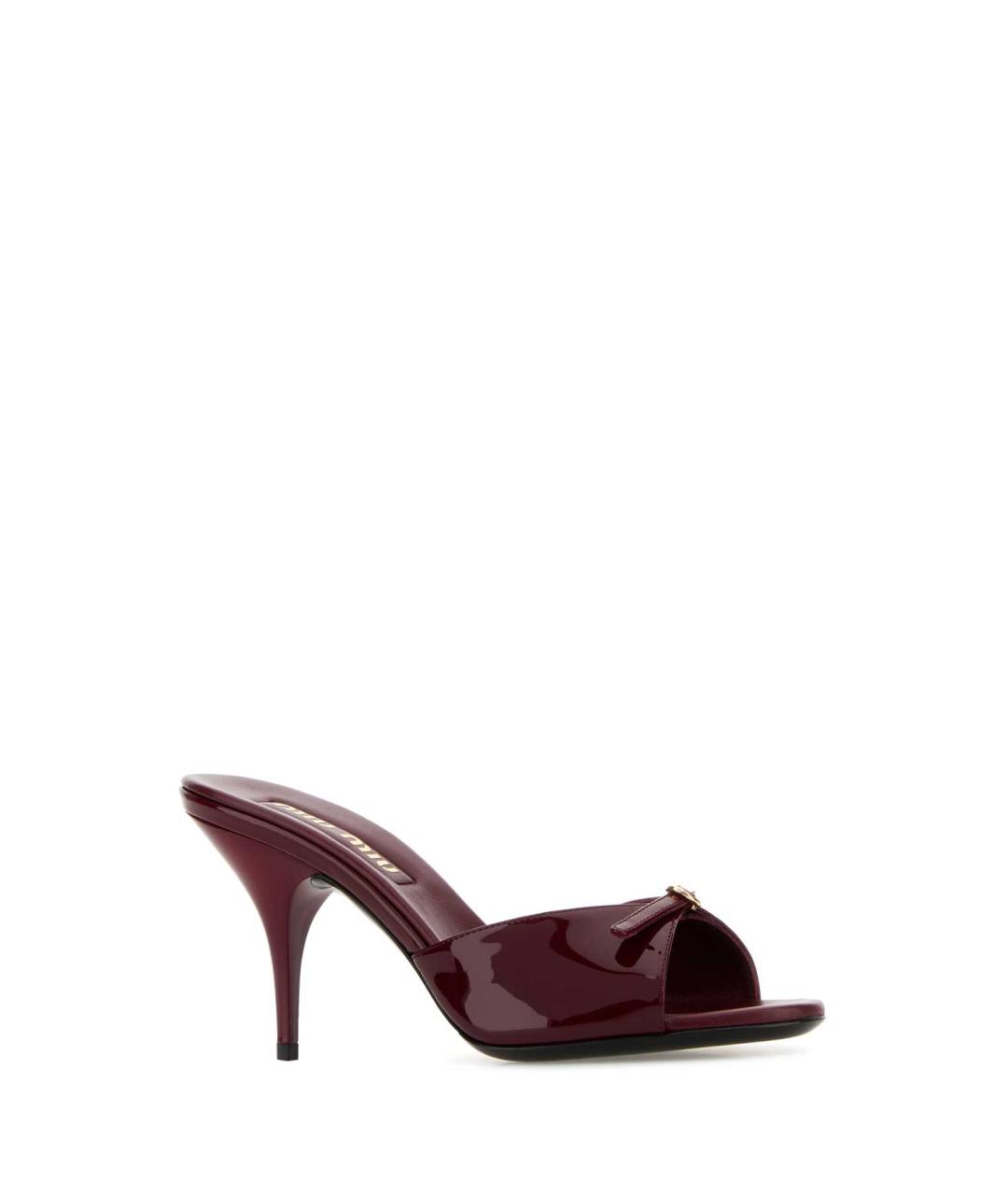 MIU MIU Бордовые кожаные мюли, фото 2