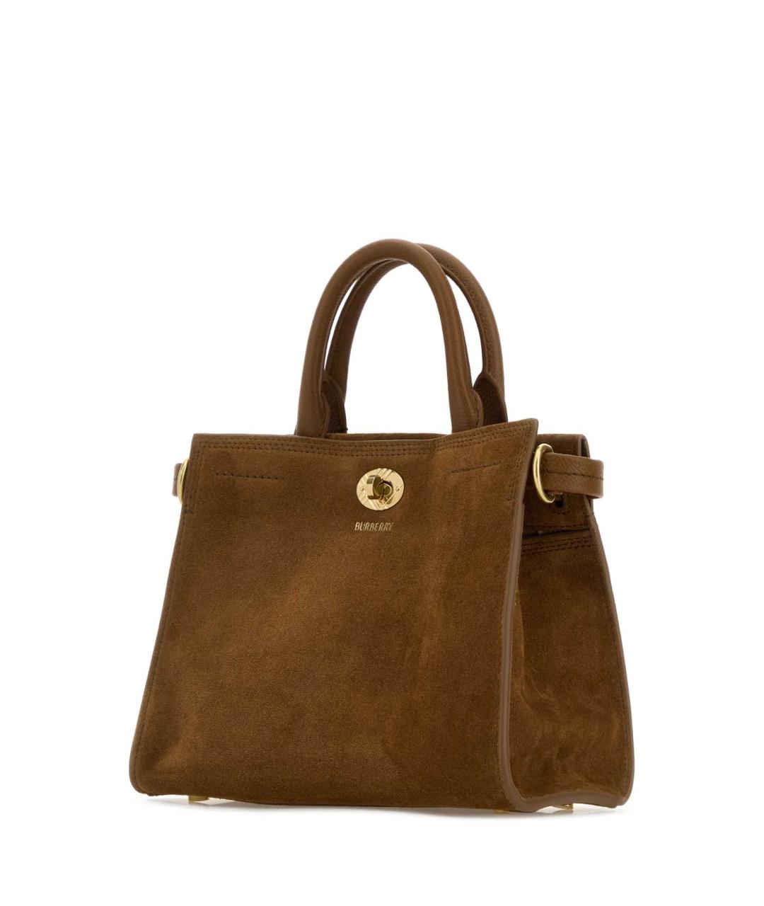 BURBERRY Коричневая замшевая сумка с короткими ручками, фото 2