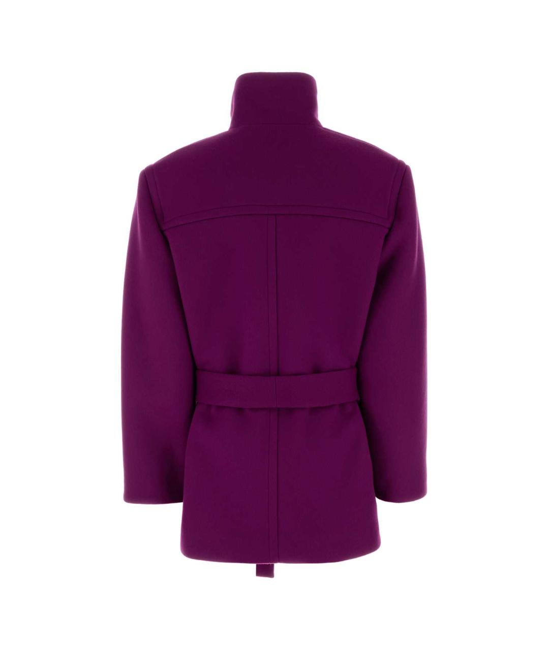 SAINT LAURENT Фиолетовое шерстяное пальто, фото 2