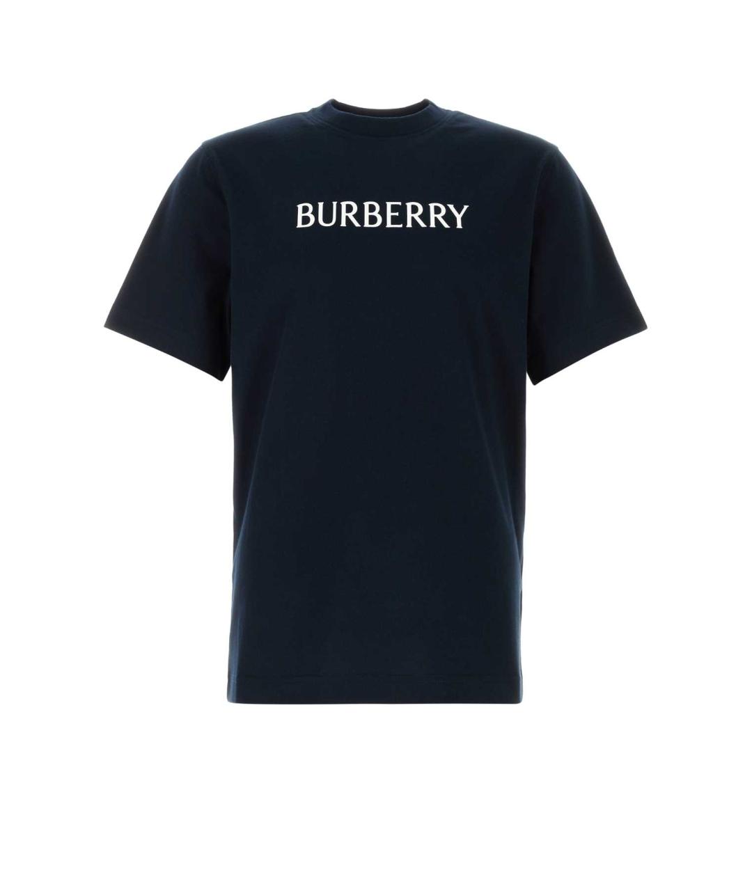 BURBERRY Темно-синяя хлопковая футболка, фото 1