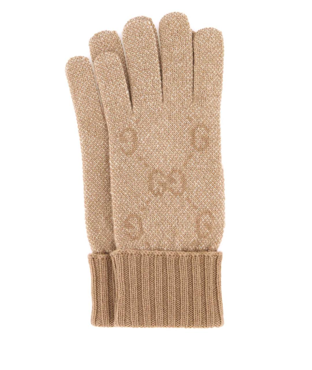 GUCCI Бежевые кашемировые перчатки, фото 1