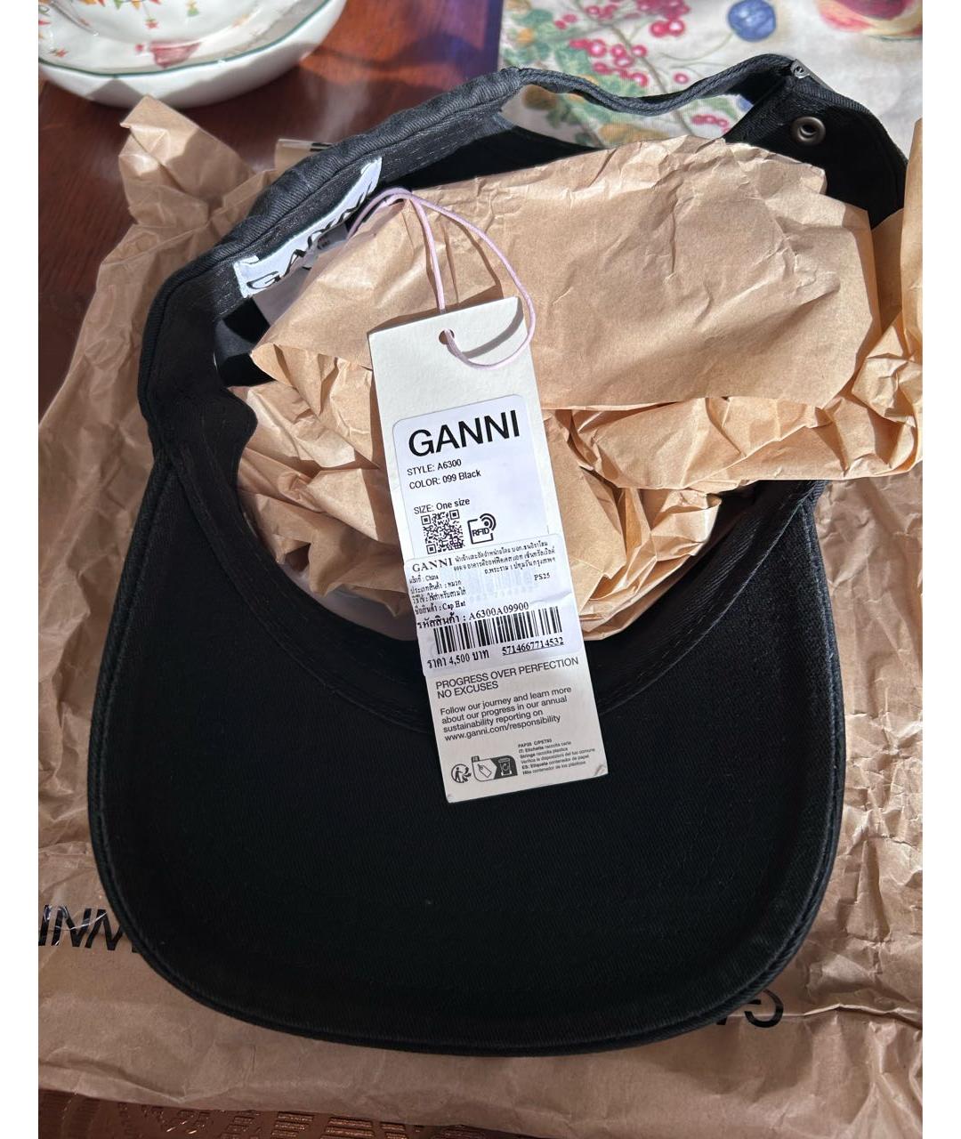 GANNI Черная шерстяная кепка, фото 2