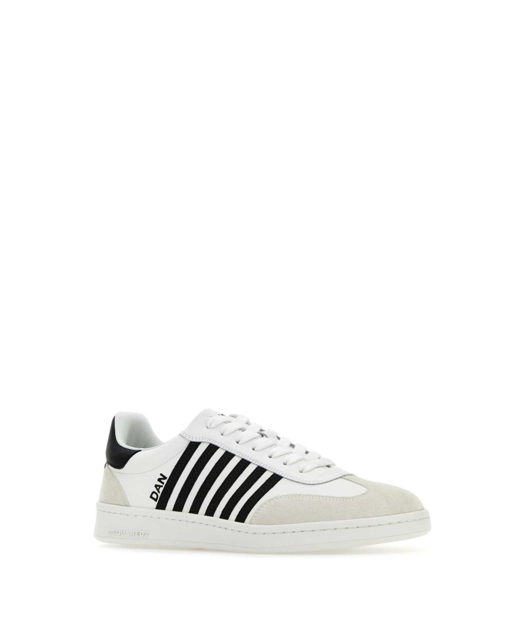 DSQUARED2 Белые кожаные низкие кроссовки / кеды, фото 2