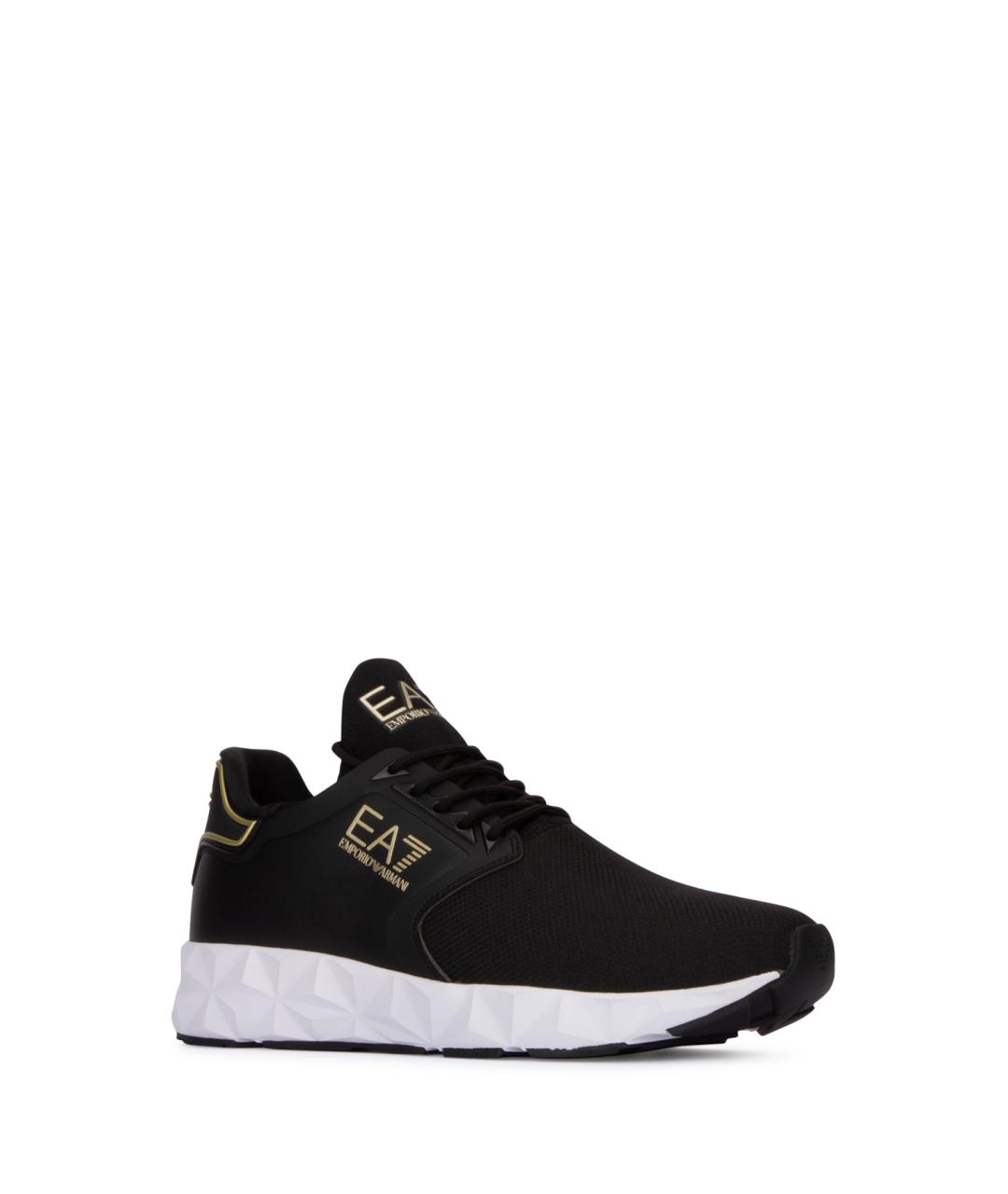 EA7 Черные кожаные низкие кроссовки / кеды, фото 2