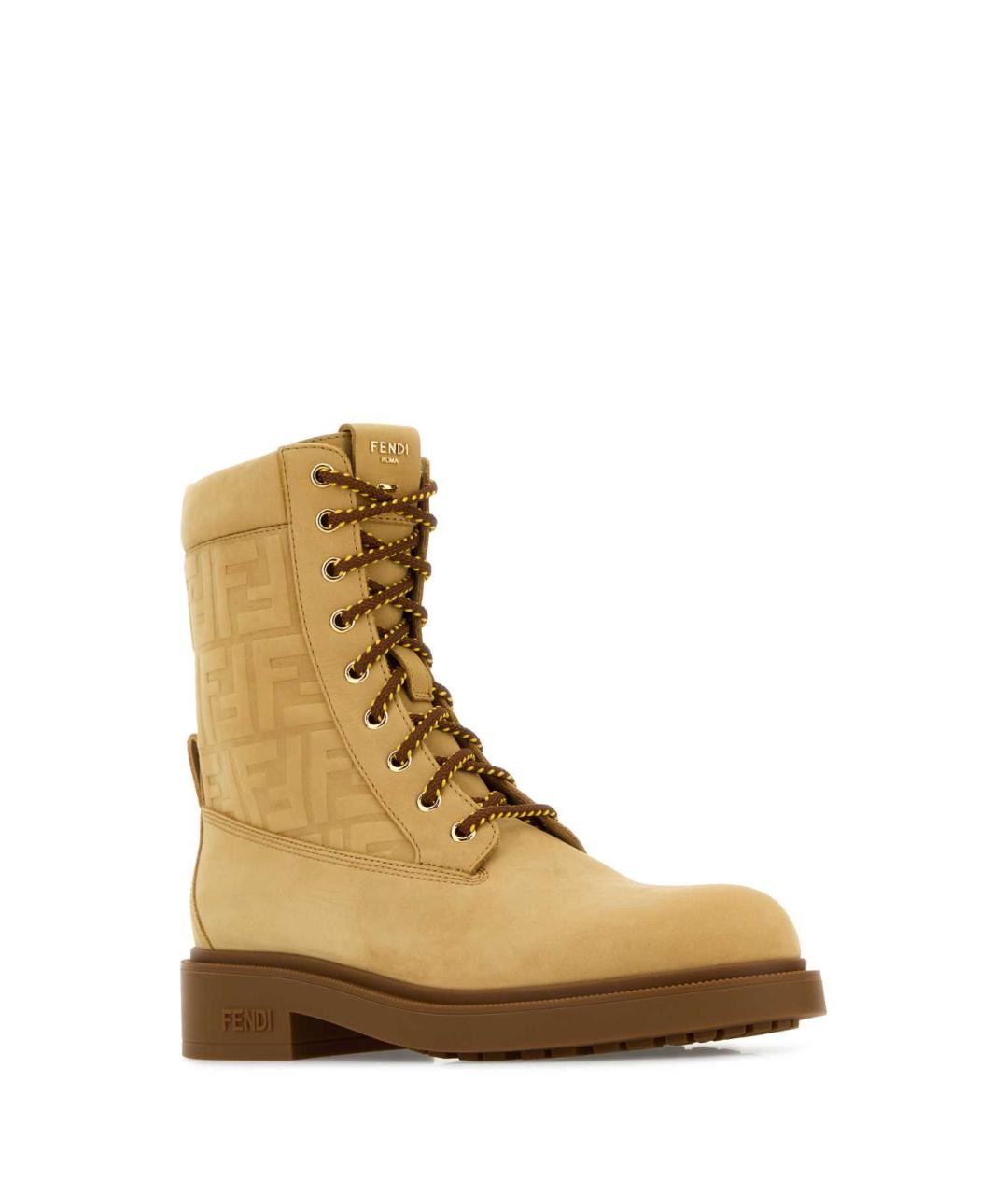 FENDI Бежевые кожаные ботинки, фото 2