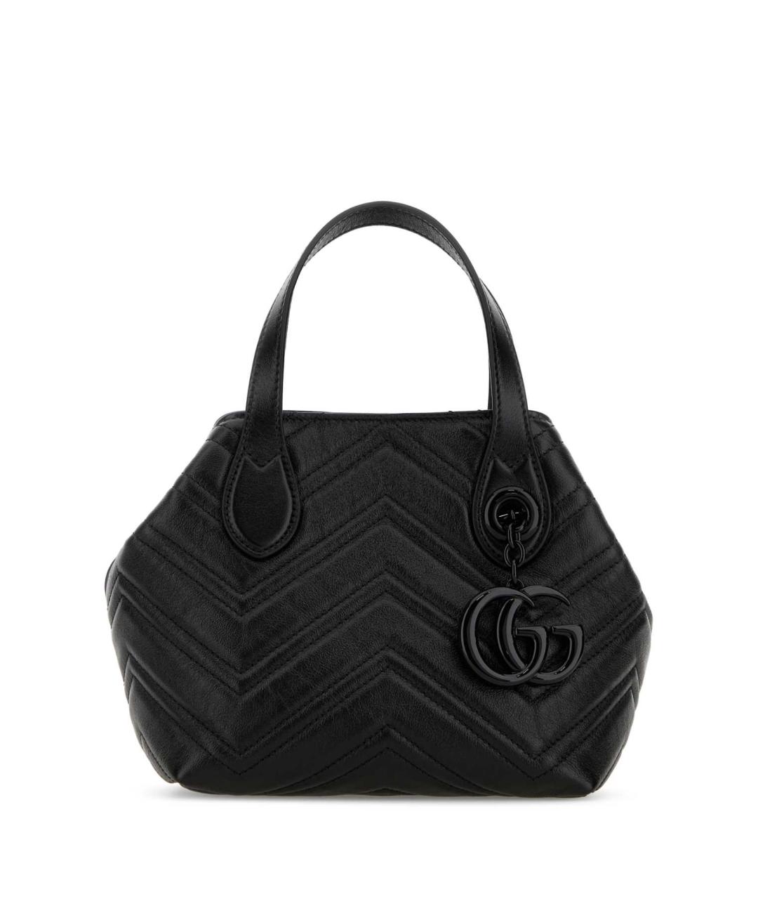 GUCCI Черная кожаная сумка с короткими ручками, фото 1