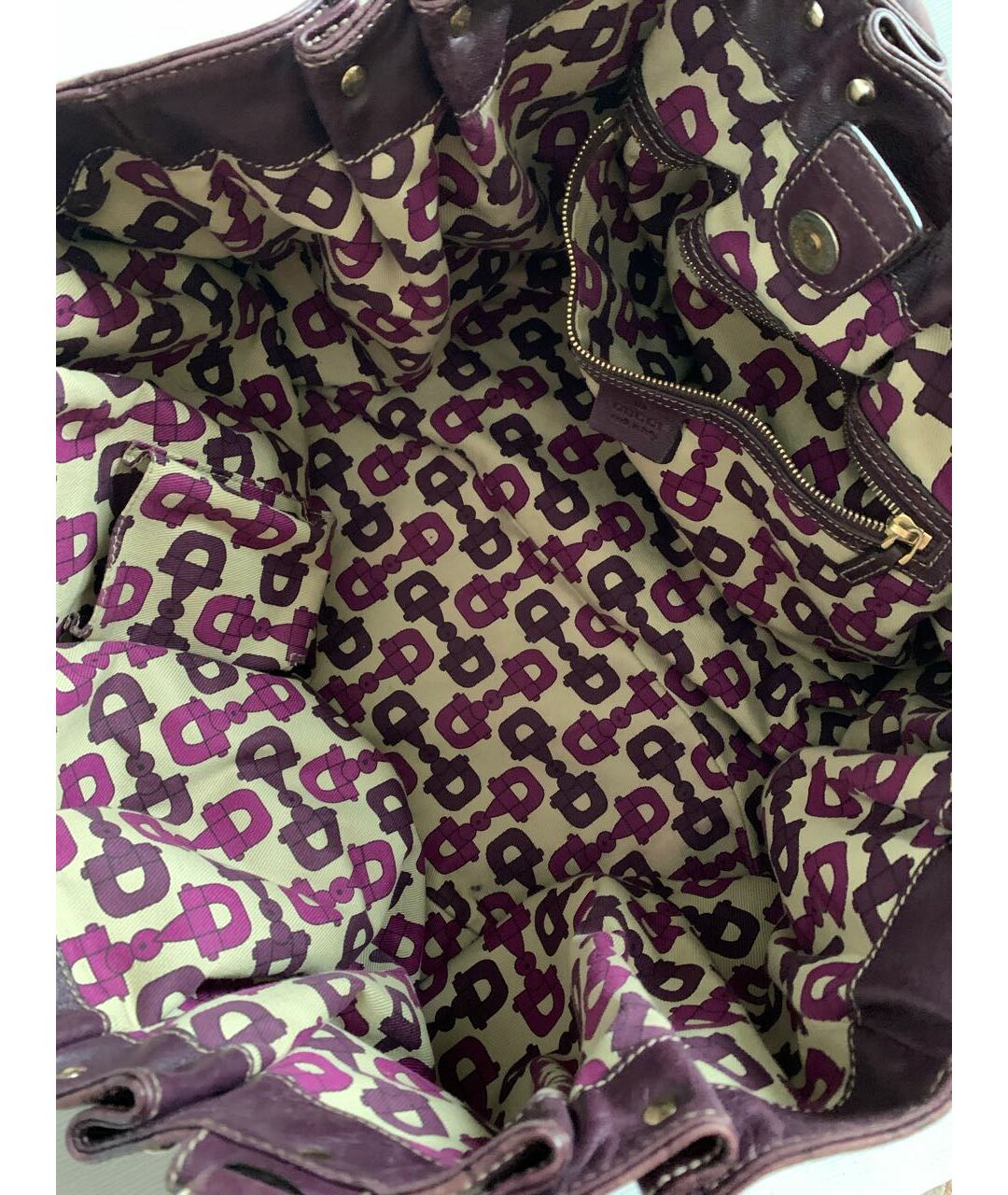 GUCCI Фиолетовая кожаная сумка тоут, фото 5