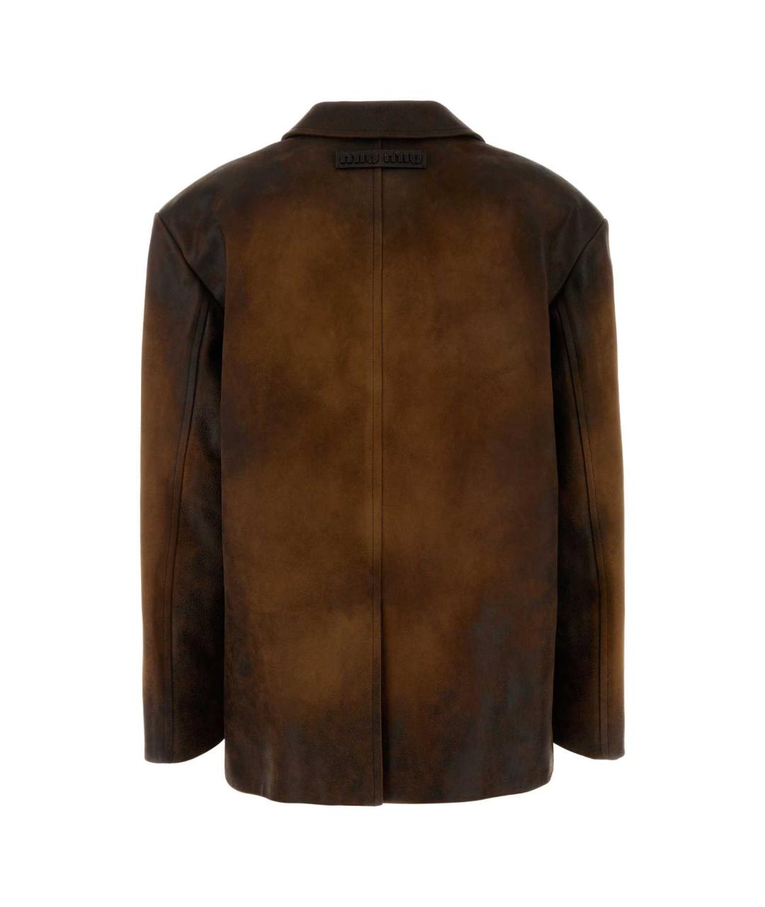 MIU MIU Коричневый кожаный жакет/пиджак, фото 2