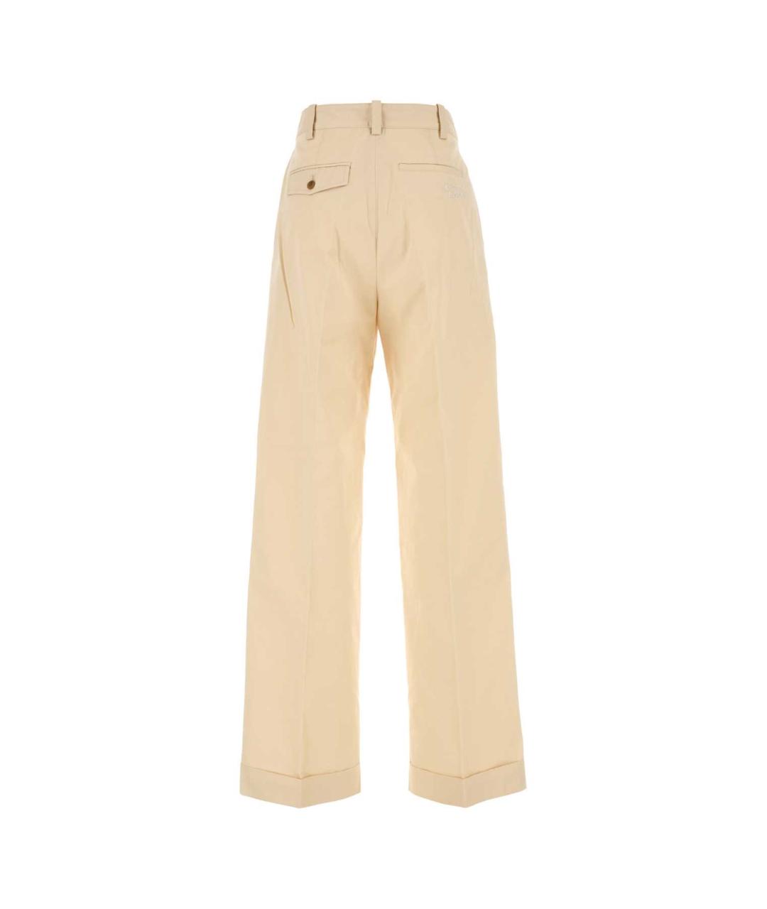 MAISON KITSUNE Бежевые хлопковые прямые брюки, фото 2