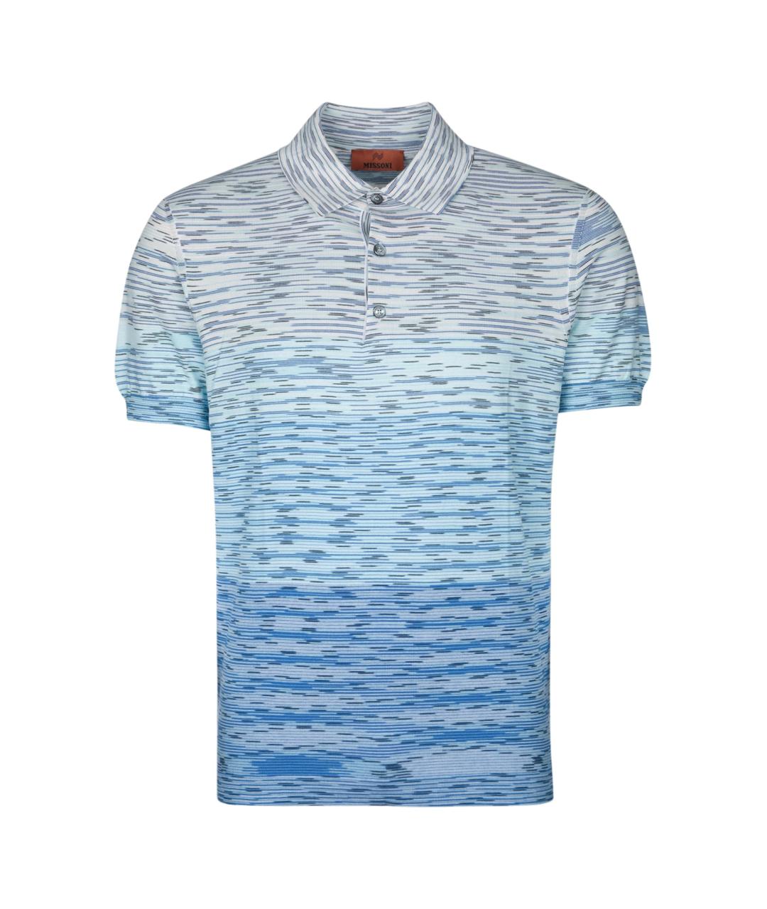 MISSONI Голубое хлопковое поло с коротким рукавом, фото 1
