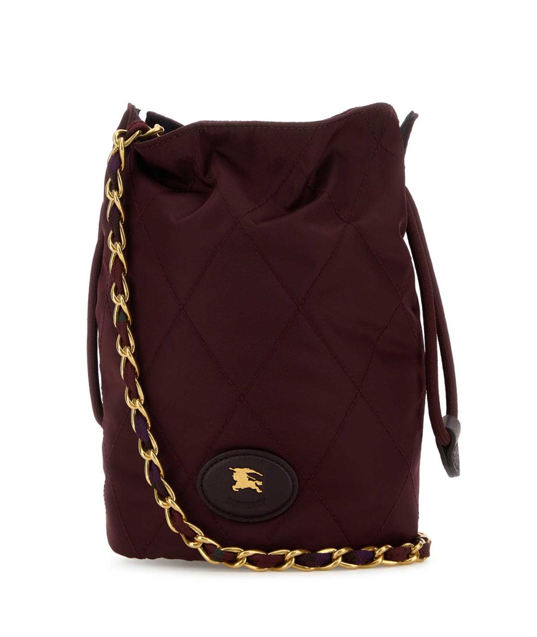 BURBERRY Бордовая тканевая сумка через плечо, фото 2