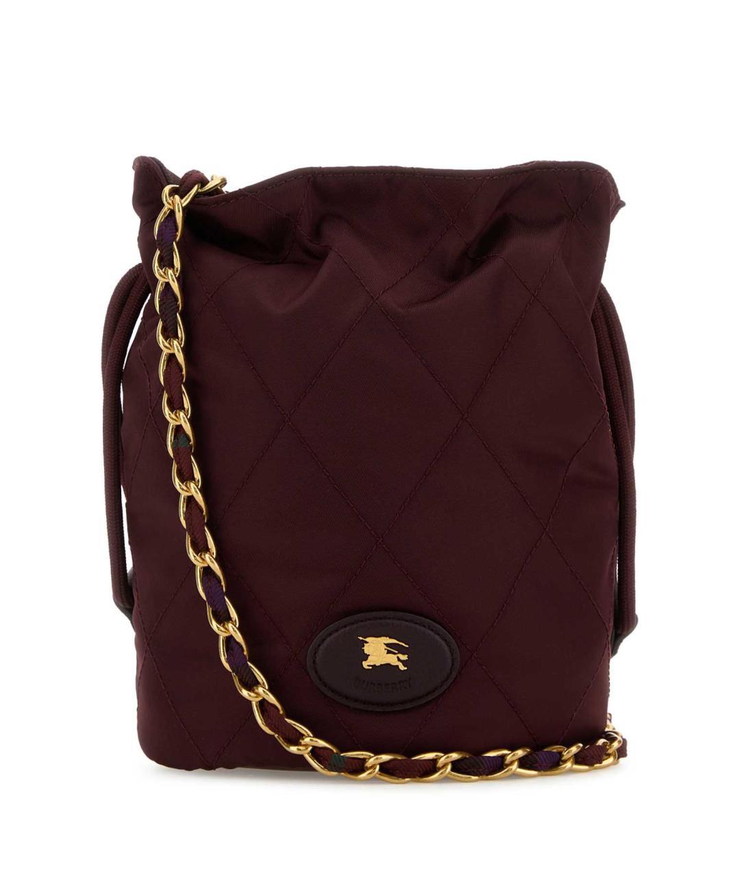BURBERRY Бордовая тканевая сумка через плечо, фото 1