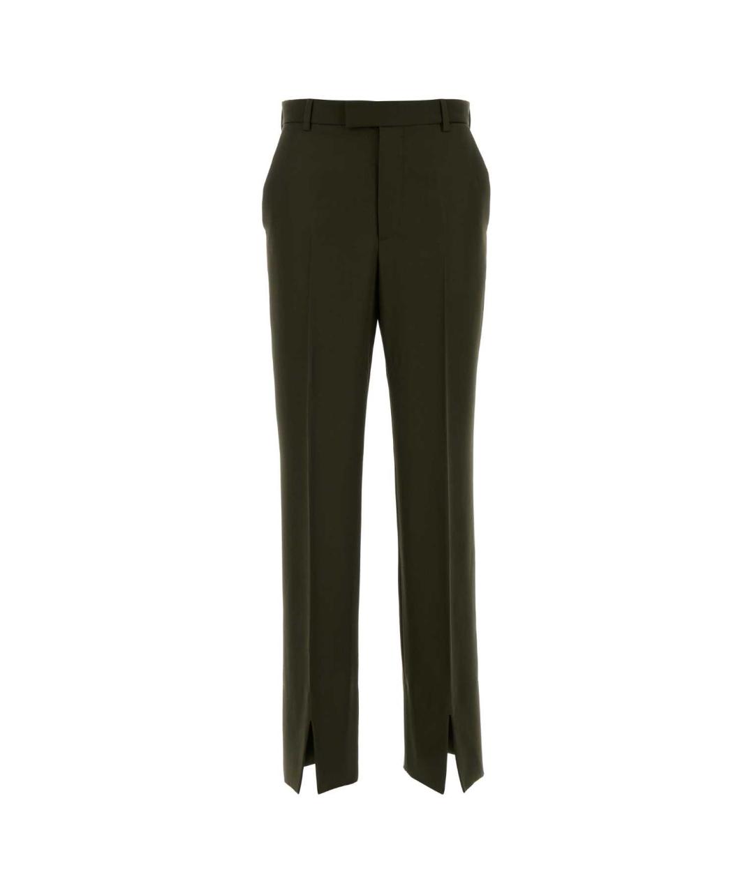 GUCCI Зеленые шерстяные прямые брюки, фото 1