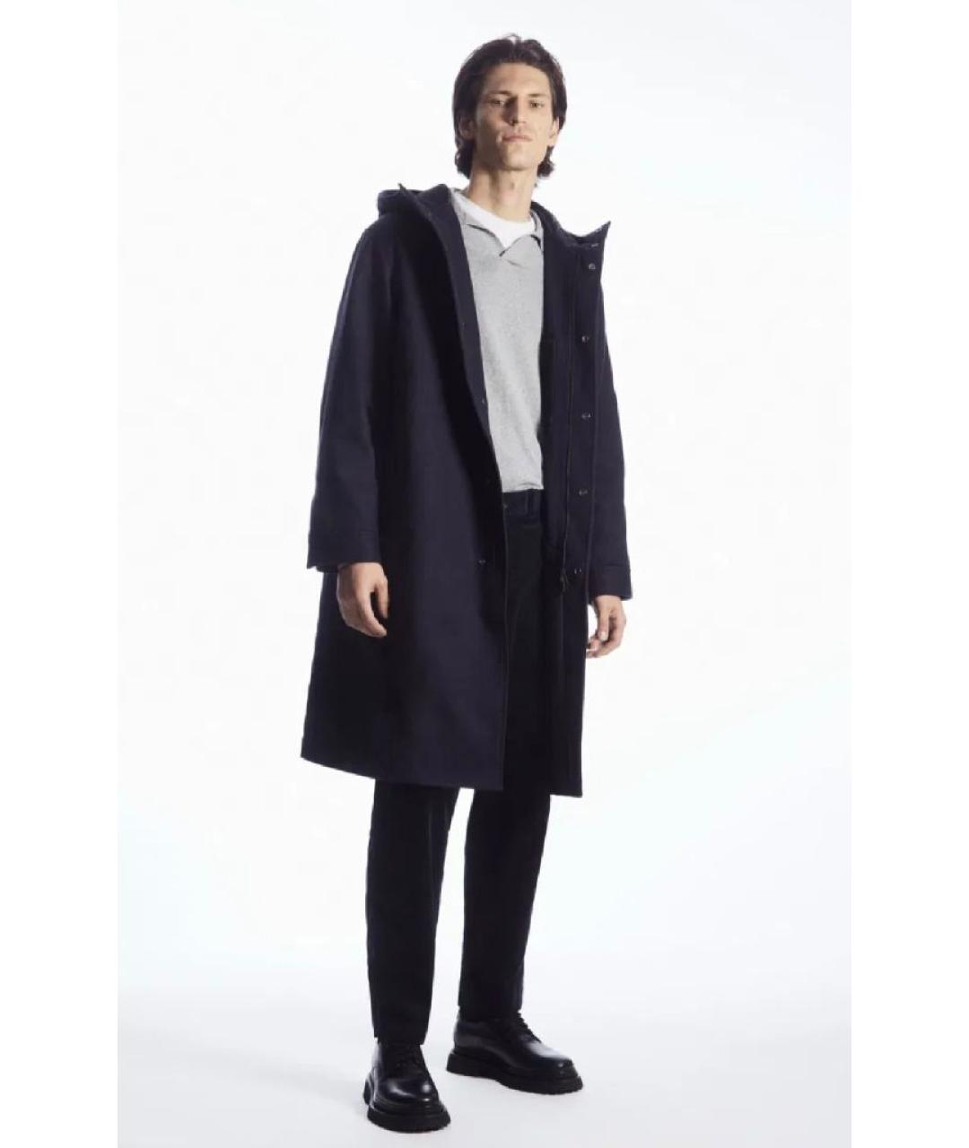 COS Темно-синяя хлопко-эластановая парка, фото 4