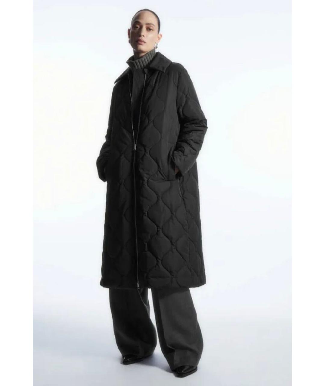 COS Черное полиэстеровое пальто, фото 3