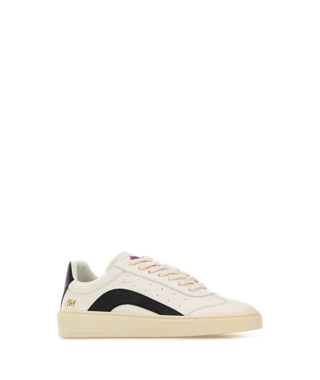 DSQUARED2 Бежевые кожаные низкие кроссовки / кеды, фото 2