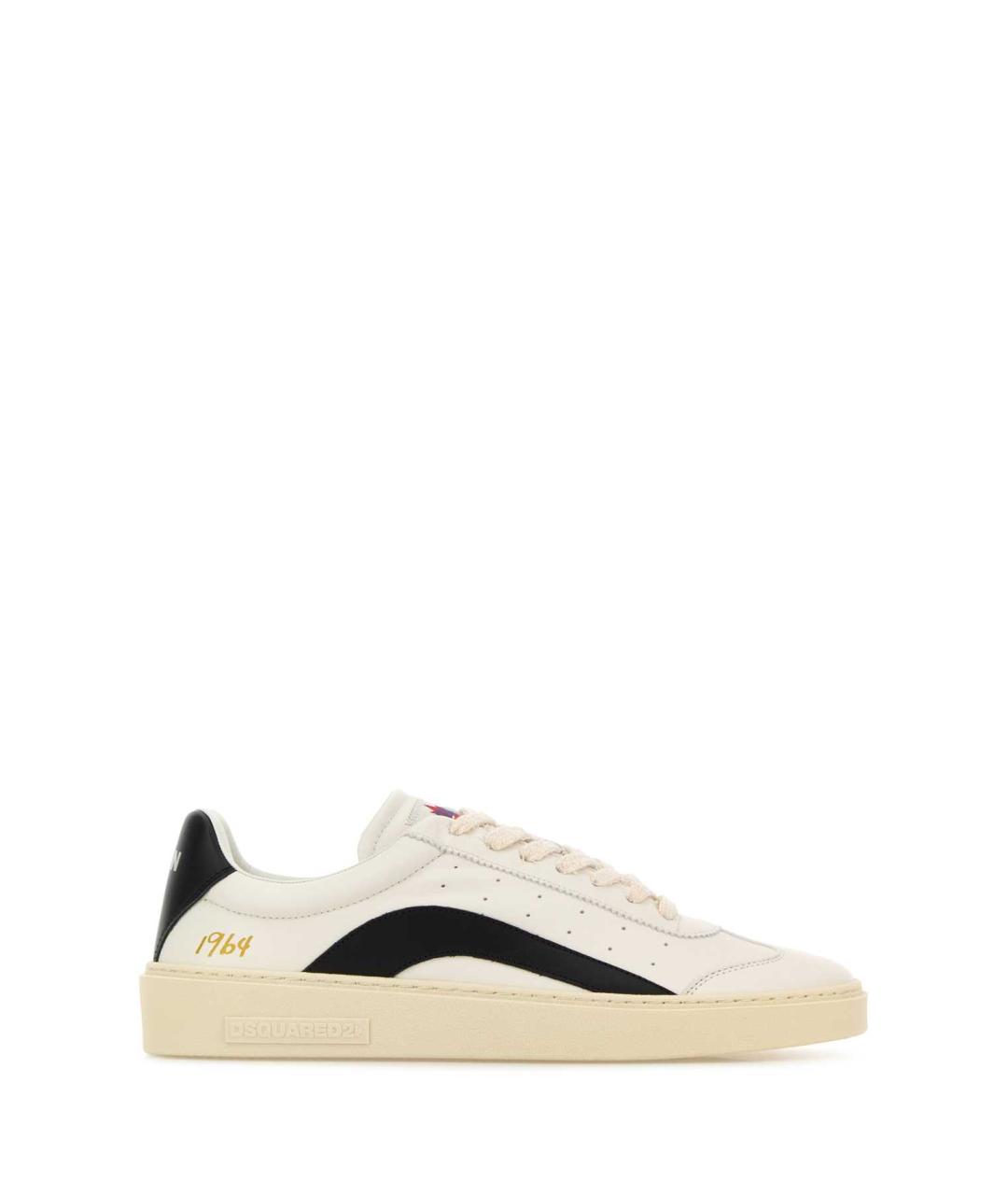 DSQUARED2 Бежевые кожаные низкие кроссовки / кеды, фото 1