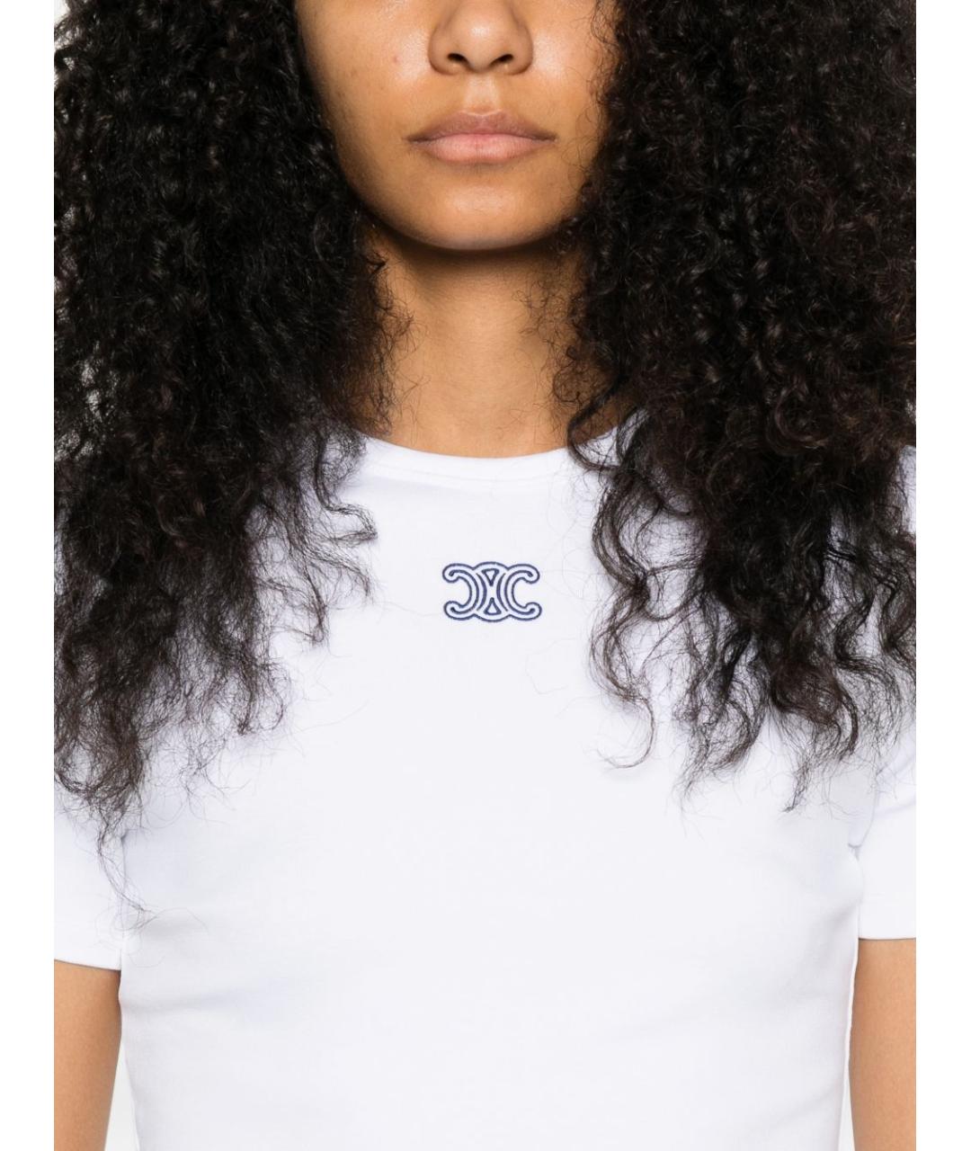 CELINE Белая хлопковая футболка, фото 2