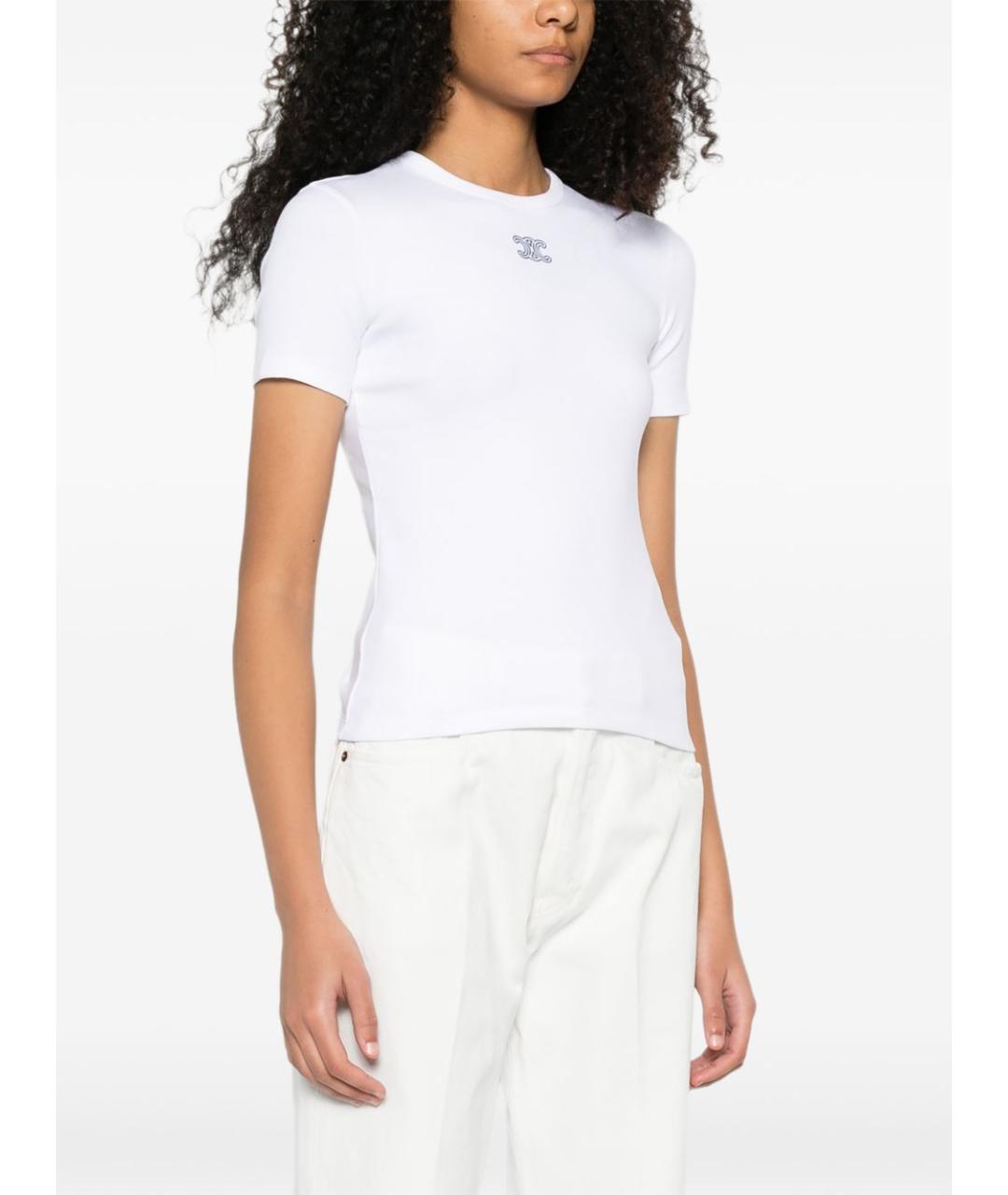 CELINE Белая хлопковая футболка, фото 4