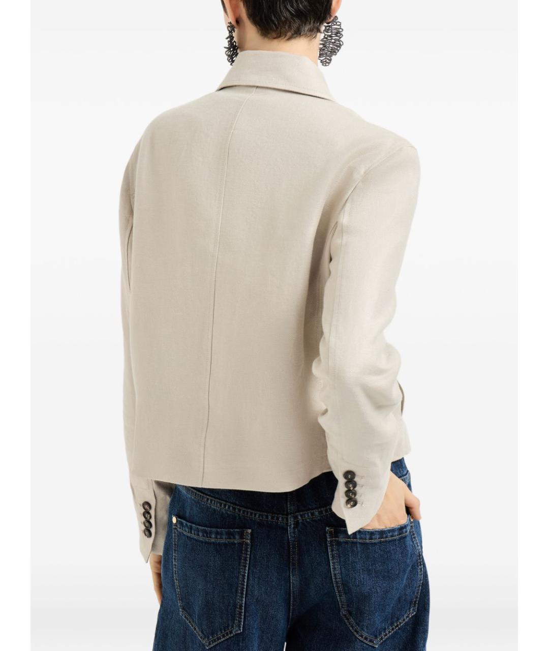 BRUNELLO CUCINELLI Бежевая льняная куртка, фото 2