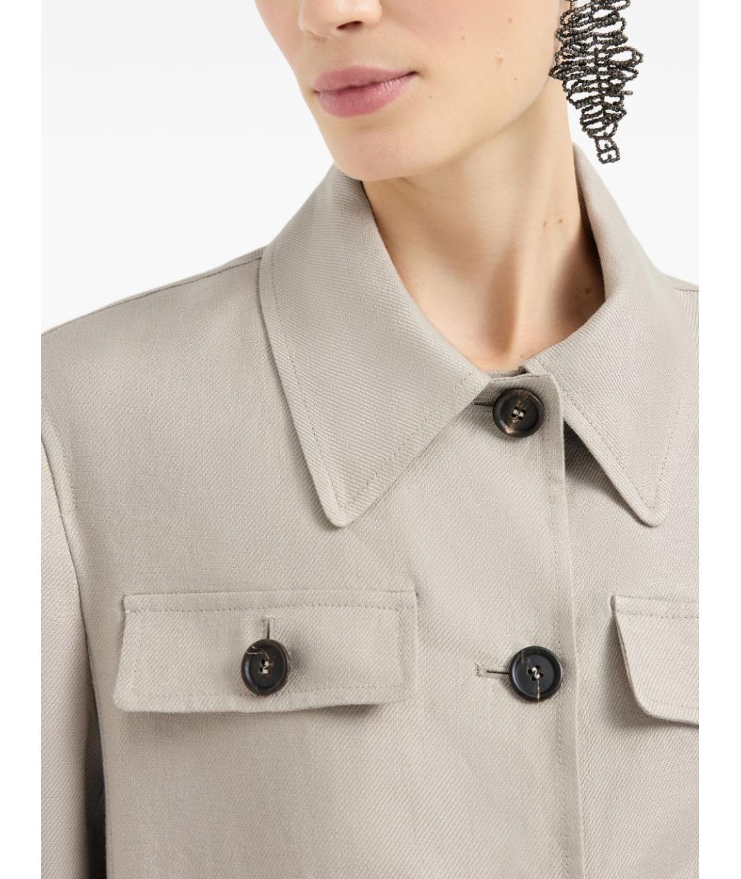 BRUNELLO CUCINELLI Бежевая льняная куртка, фото 4