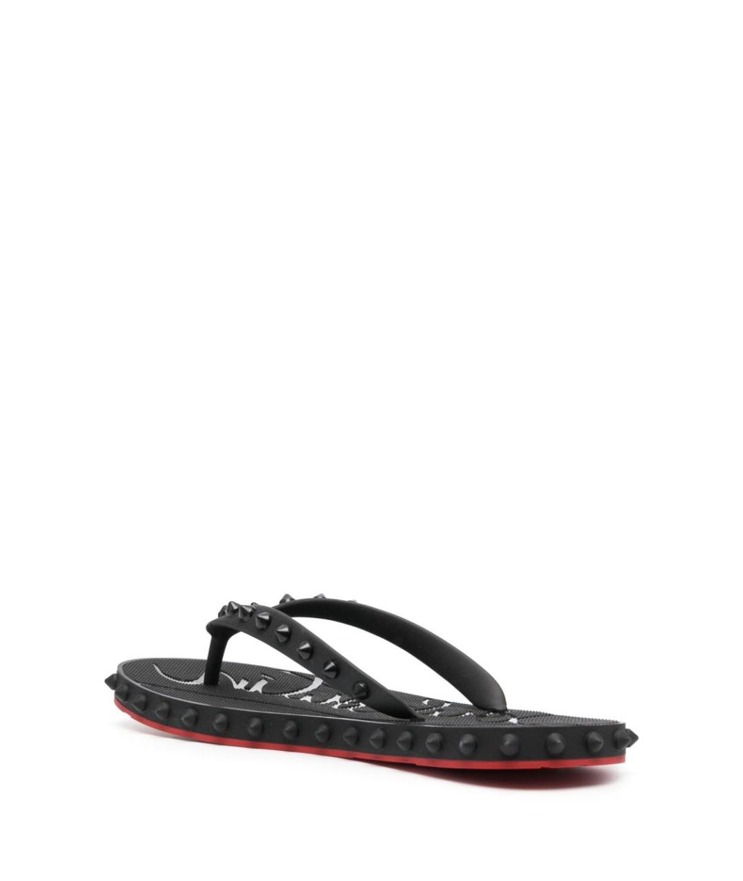 CHRISTIAN LOUBOUTIN Черные резиновые шлепанцы, фото 2