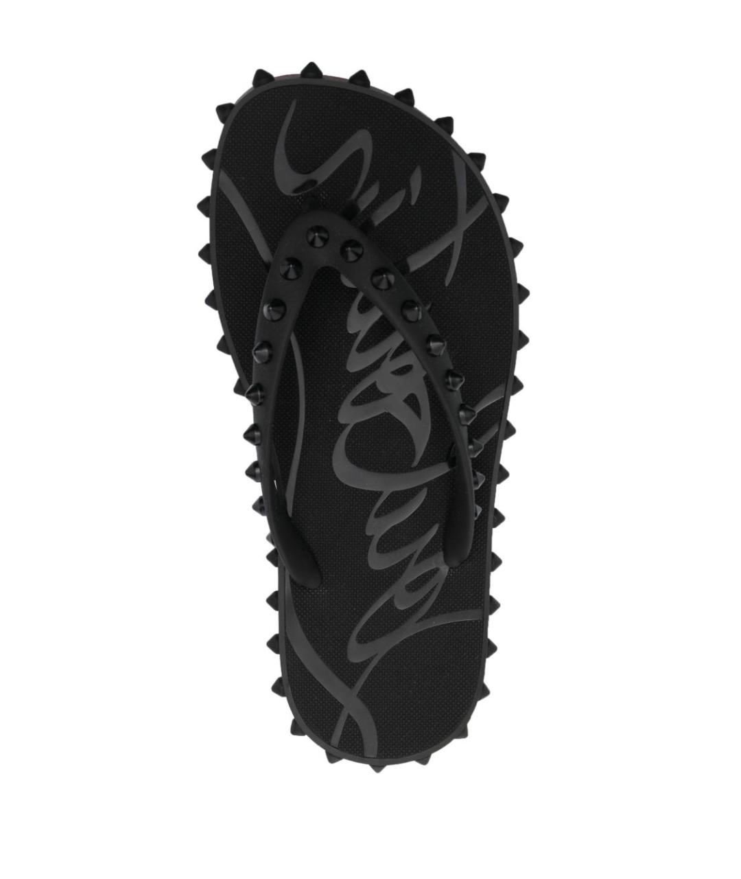 CHRISTIAN LOUBOUTIN Черные резиновые шлепанцы, фото 4