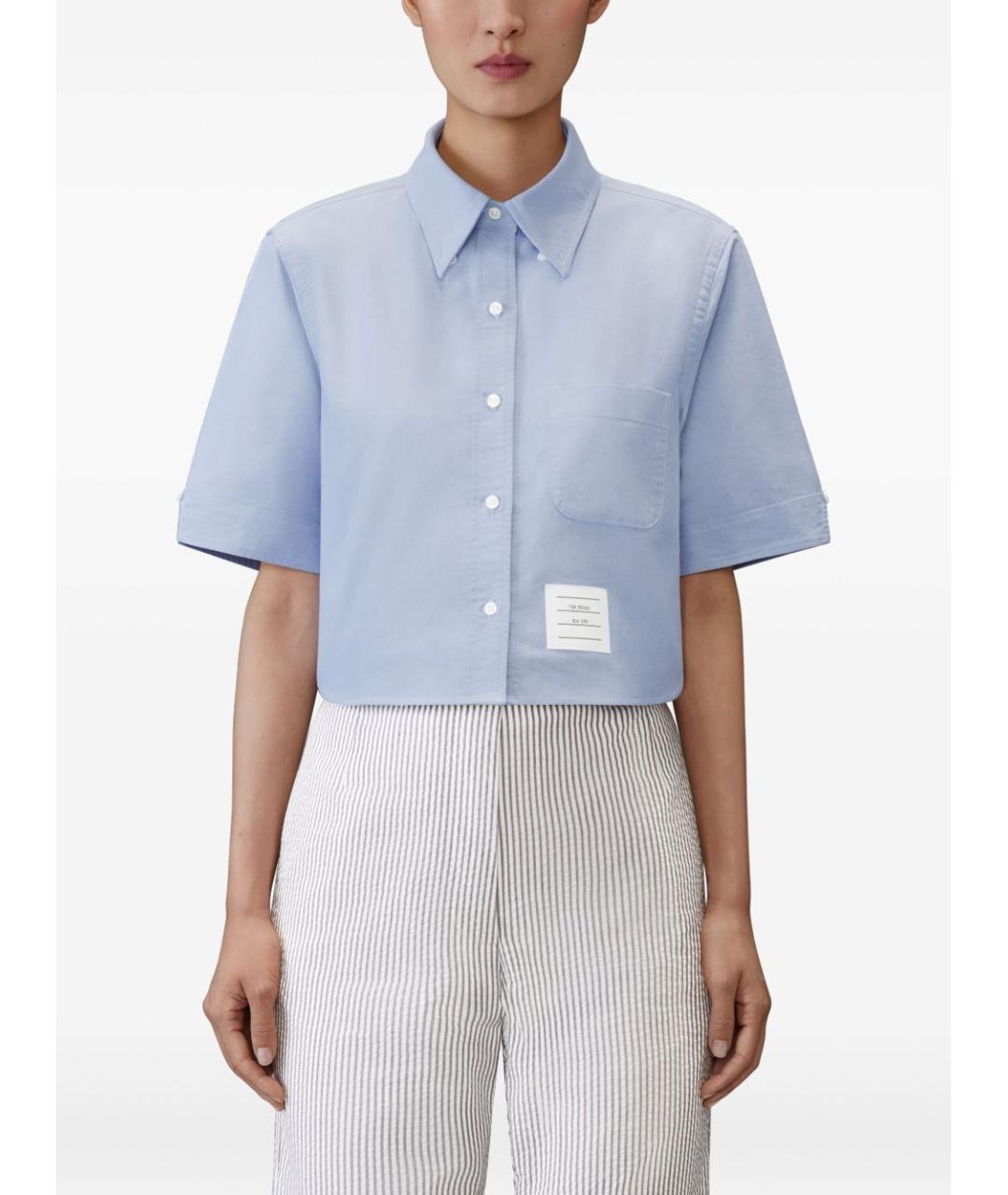 THOM BROWNE Голубая хлопковая рубашка, фото 2