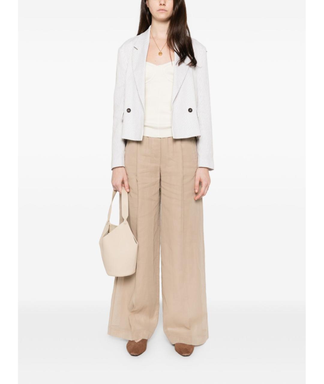 BRUNELLO CUCINELLI Бежевые хлопковые прямые брюки, фото 2